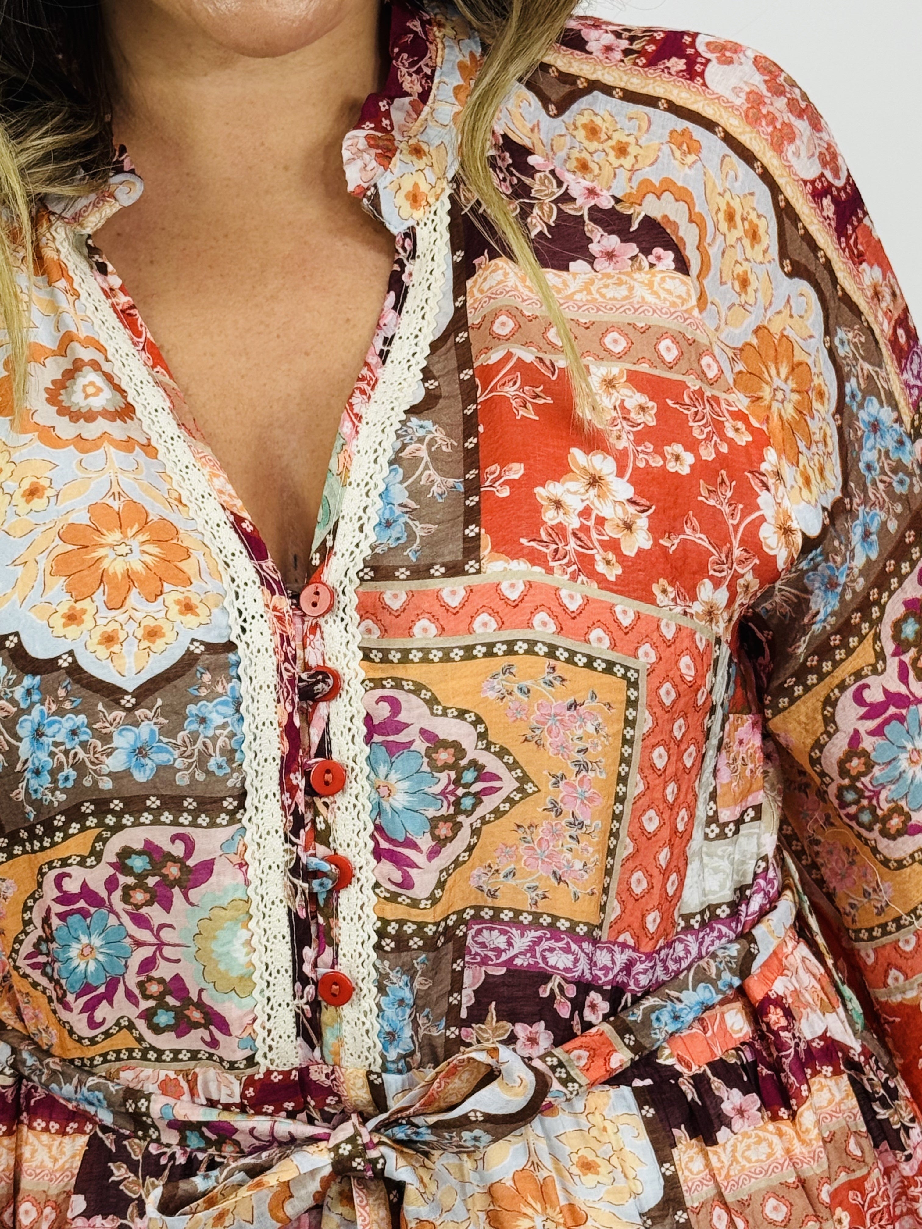 DELILAH PATCH MAXI DRESS