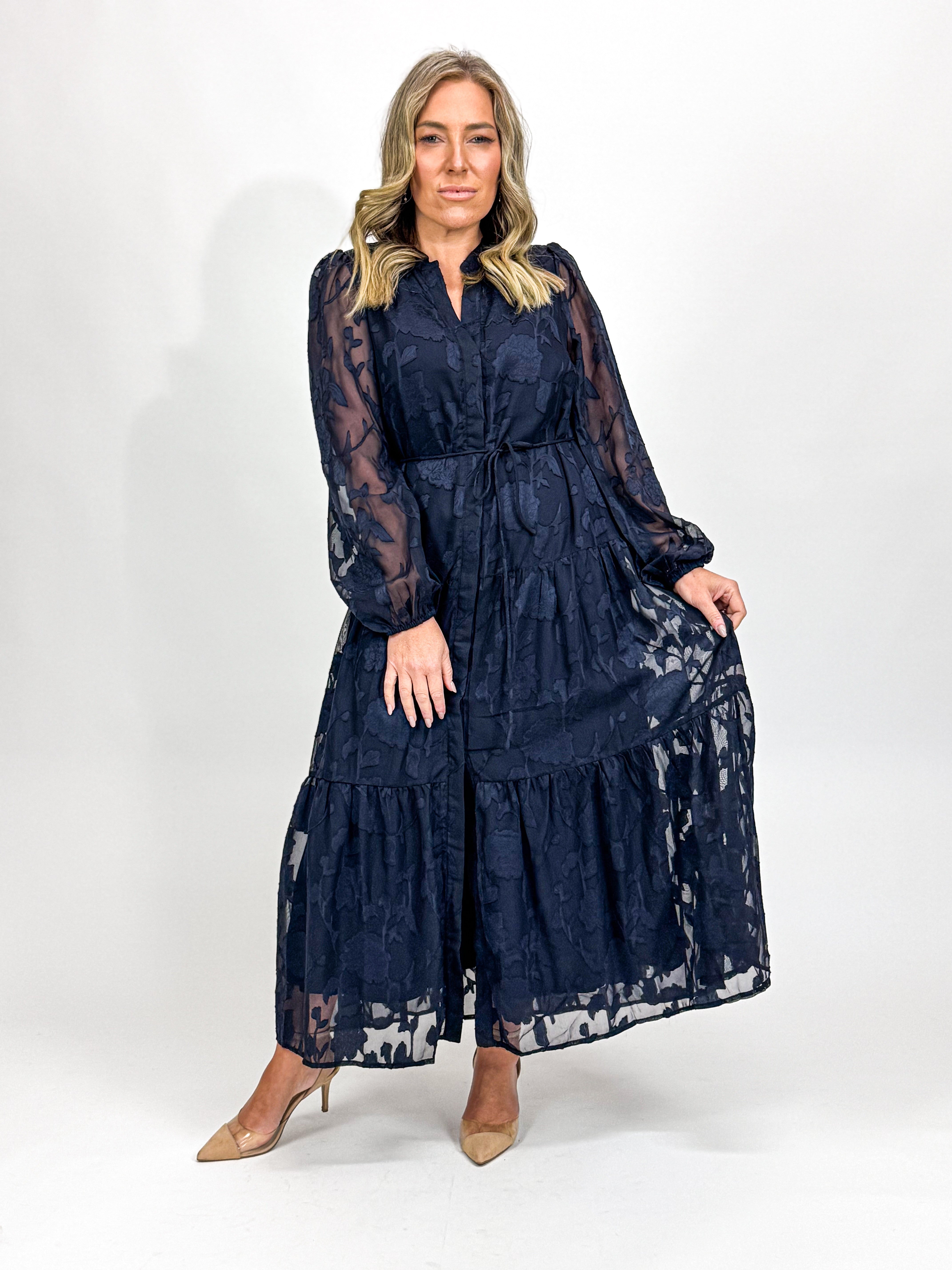 BURNOUT CHIFFON DRESS