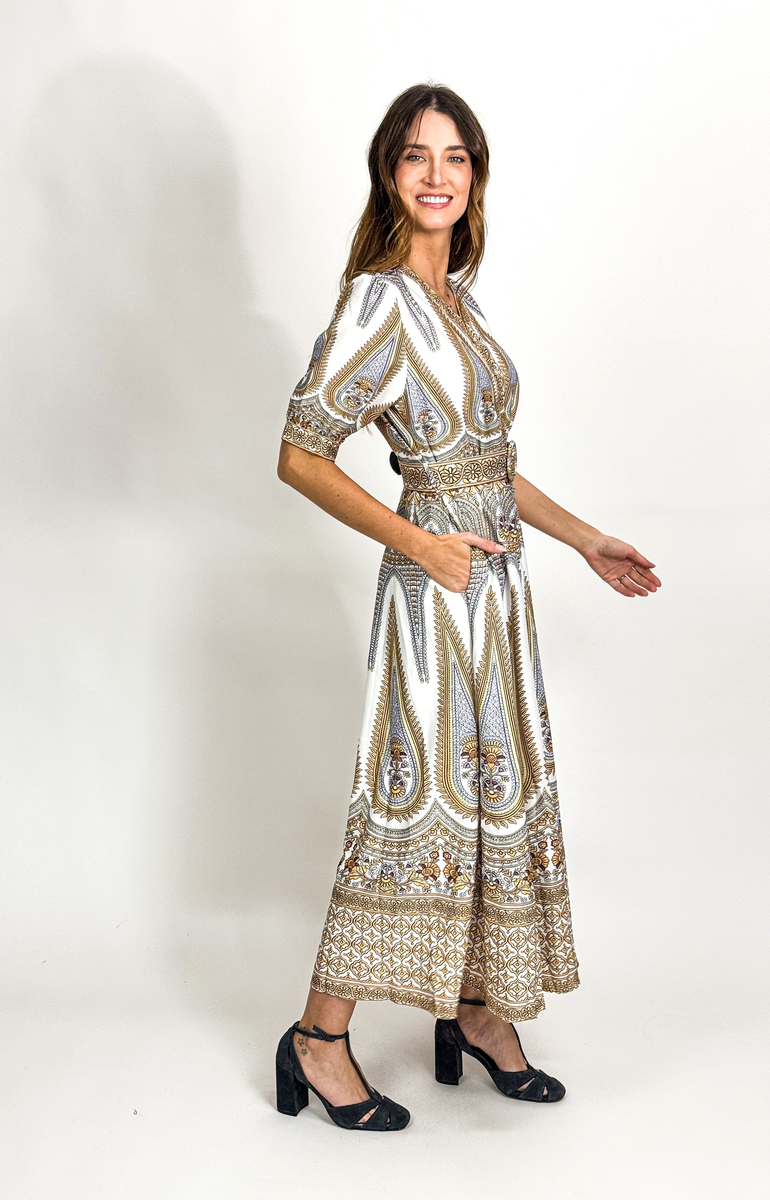 AURORA BELTED MAXI DRESS