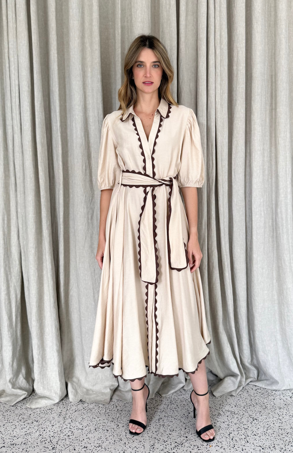 RORY TRIM SS MIDI DRESS