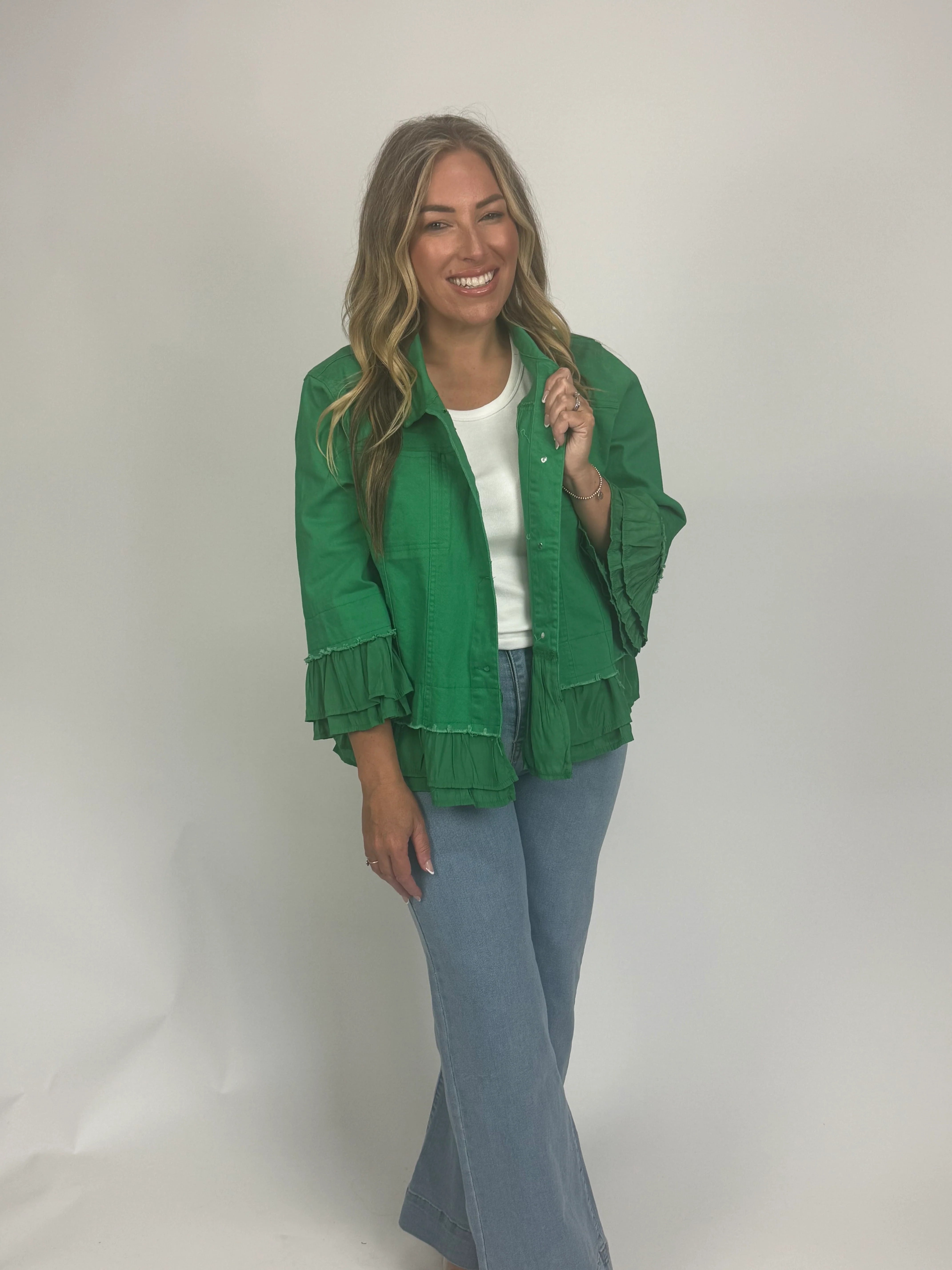 IN FRILL DENIM JACKET