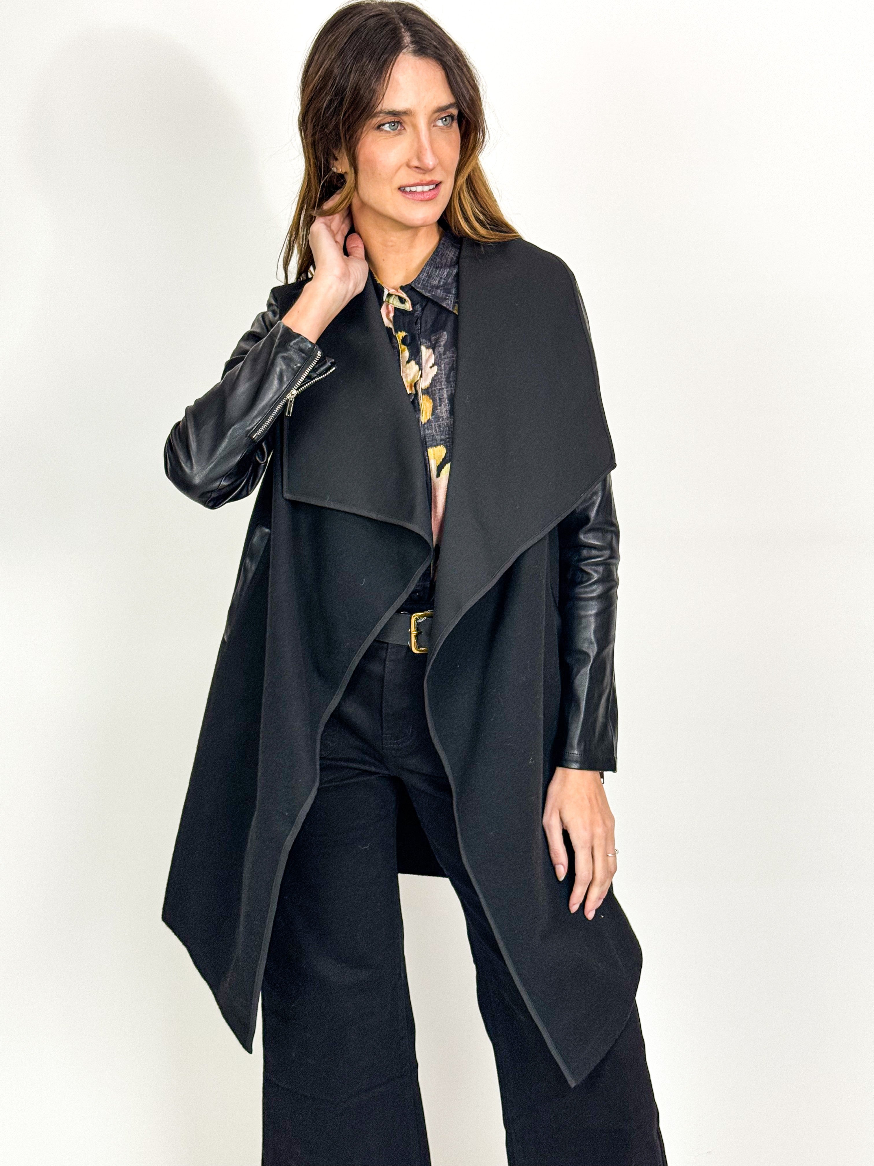 CONTRAST WATERFALL COAT