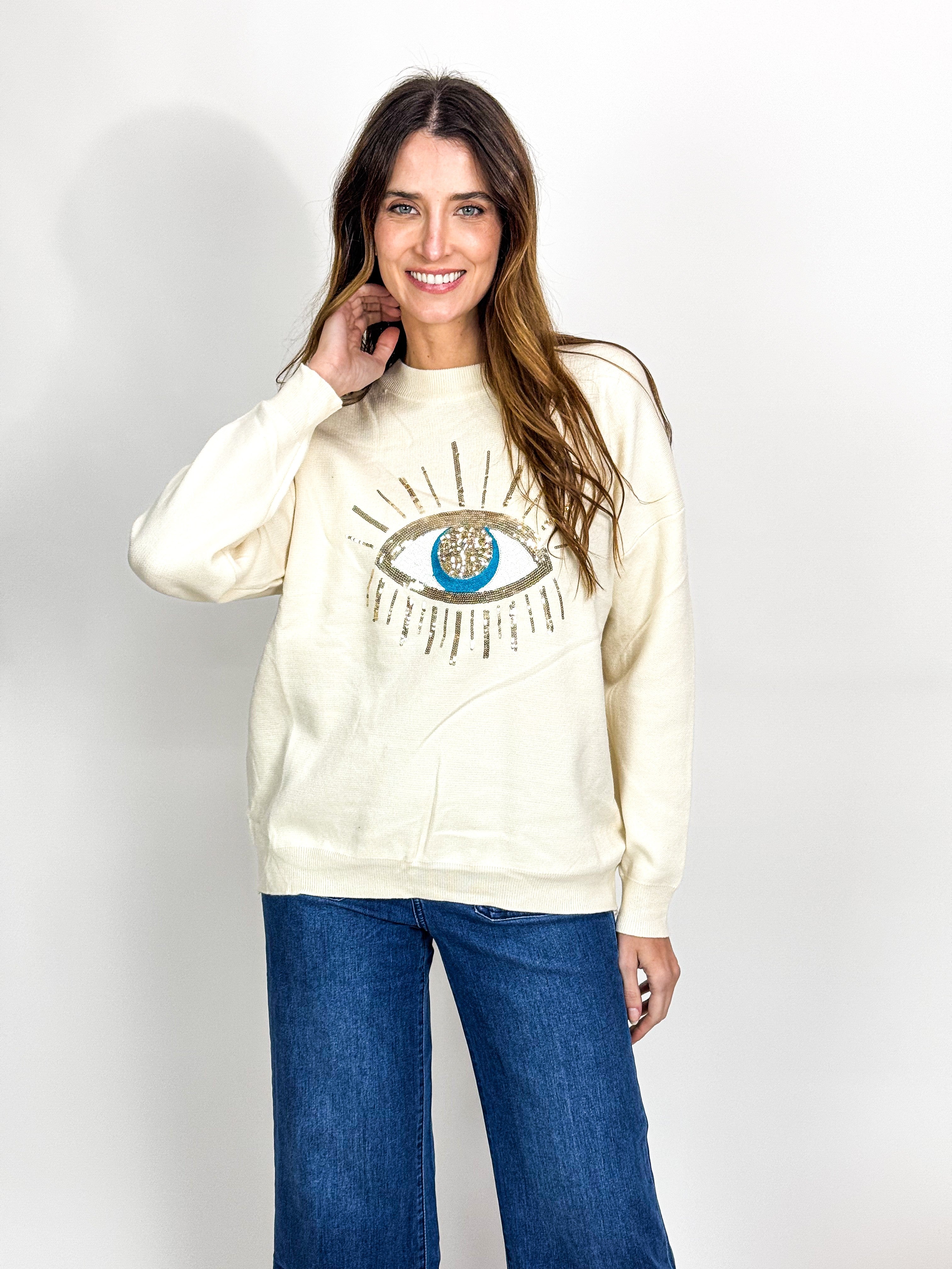 SEQUIN EYE SWEATER