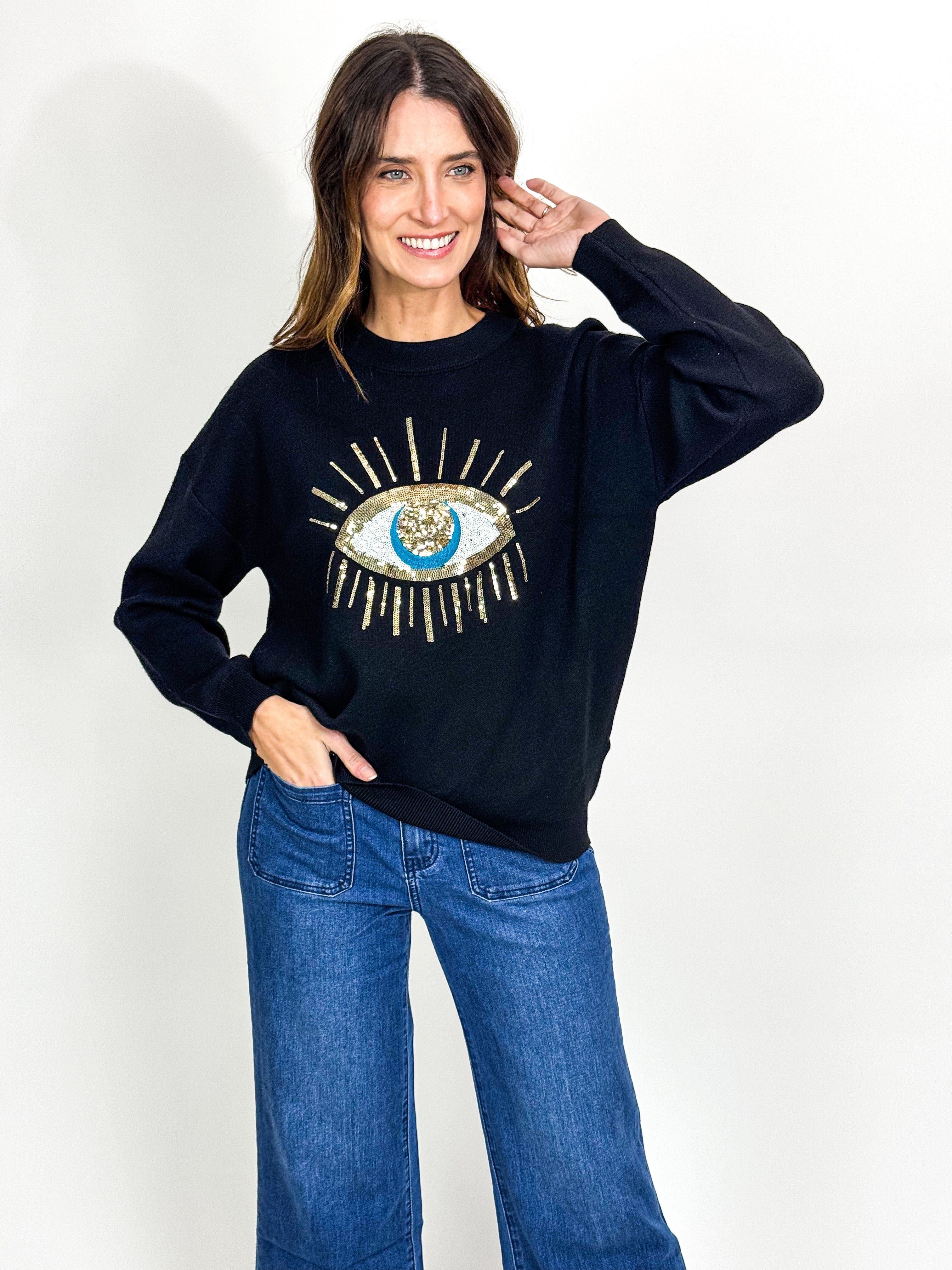 SEQUIN EYE SWEATER