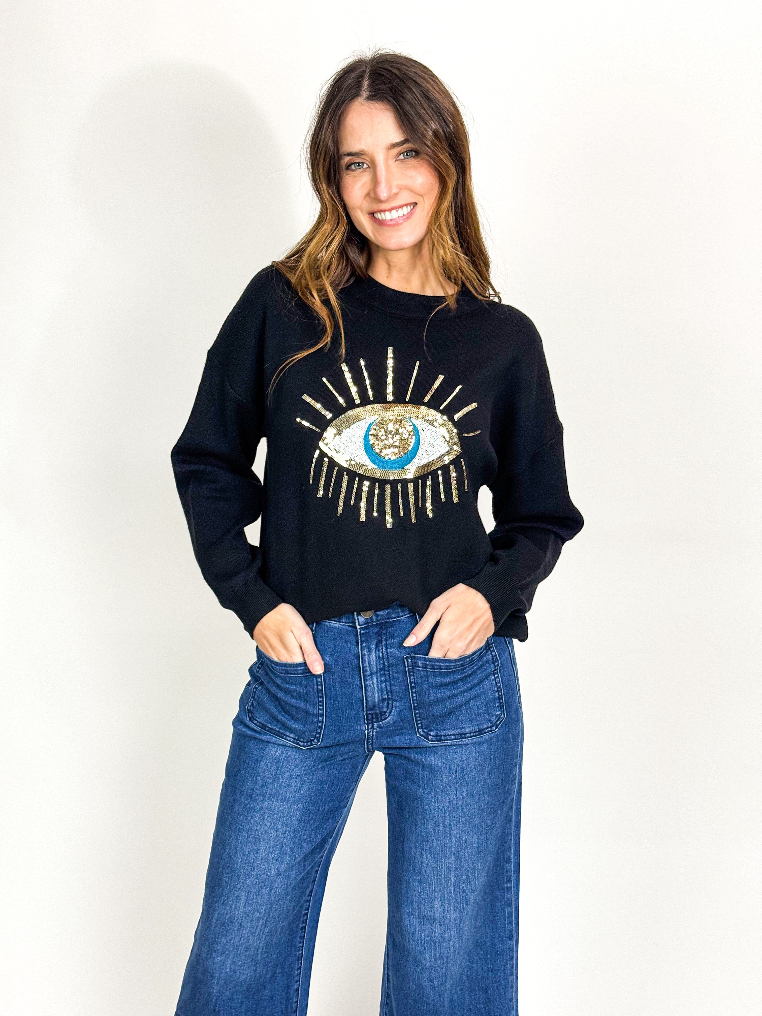 SEQUIN EYE SWEATER