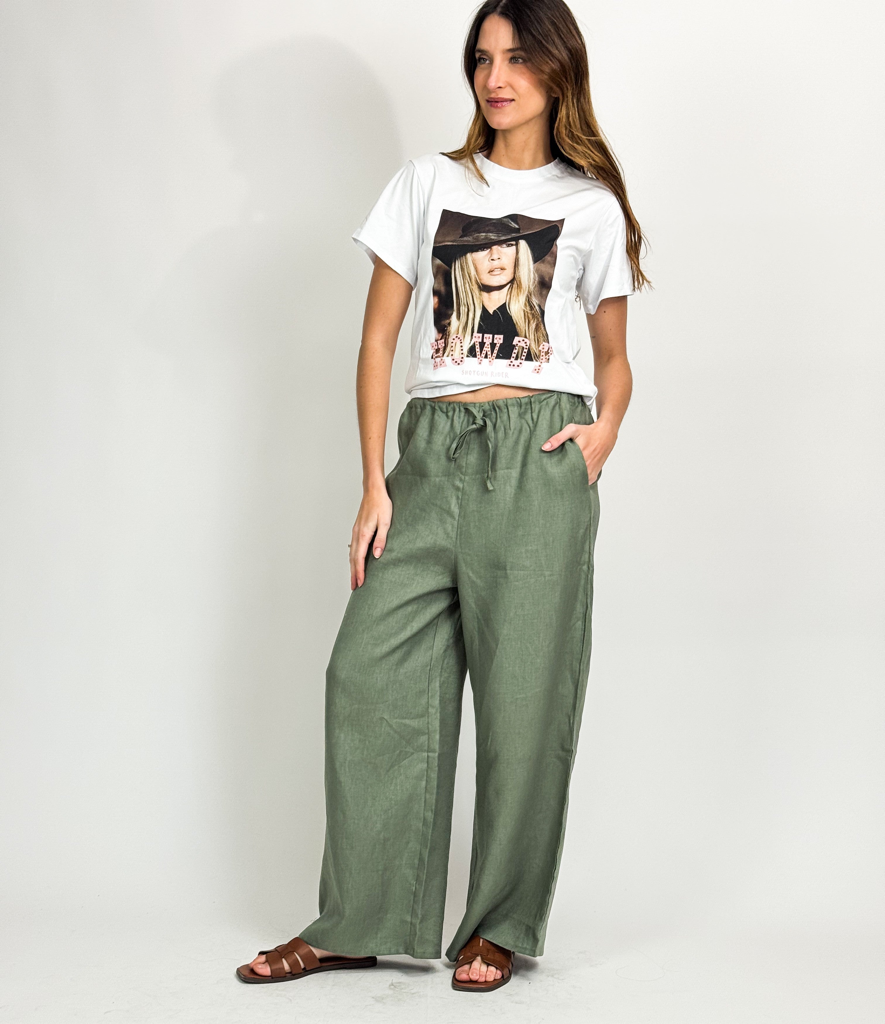 EASY LINEN CREW NECK TOP