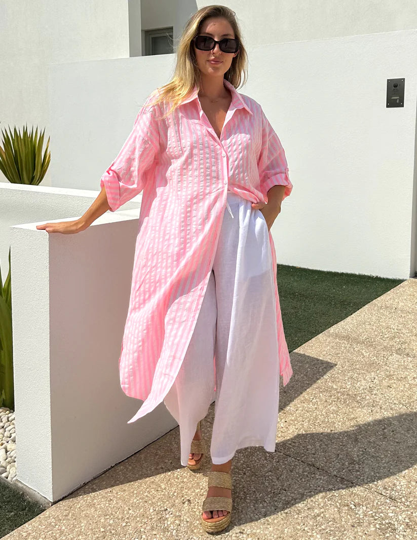 Neon pink shirt dress sales