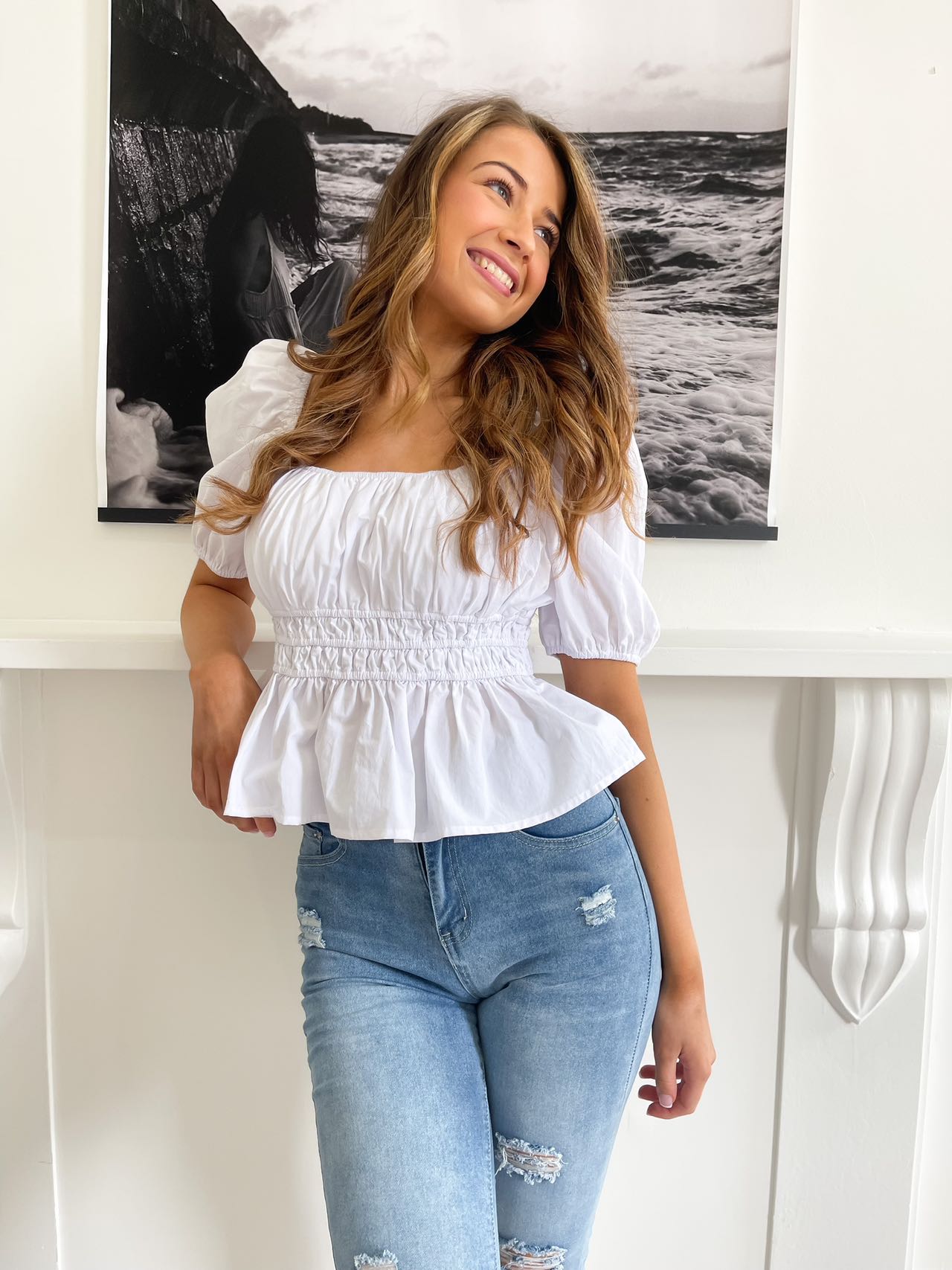 JAZZY PEASANT CROP TOP