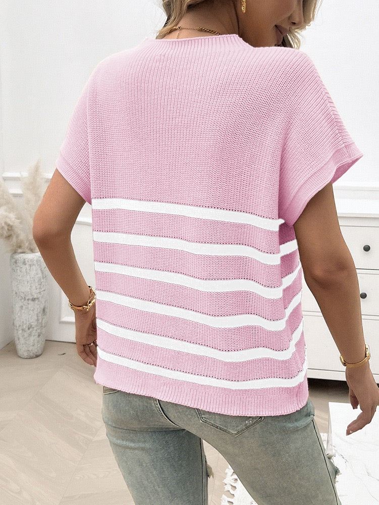 STRIPE KNIT LOUNGE TOP