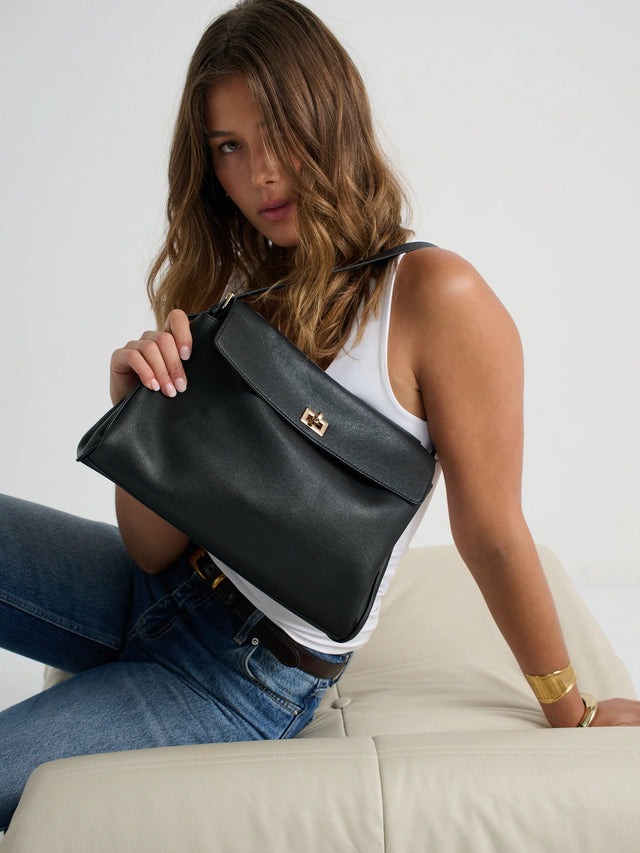The Isabeau Black Classic Shoulder Bag