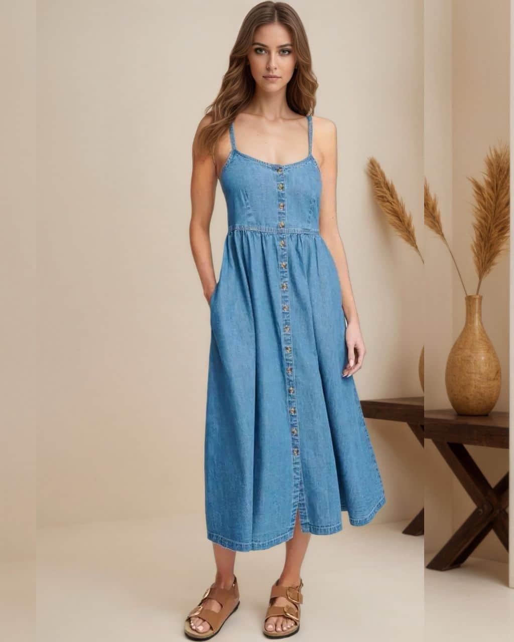 DENIM BUTTON SUNDRESS