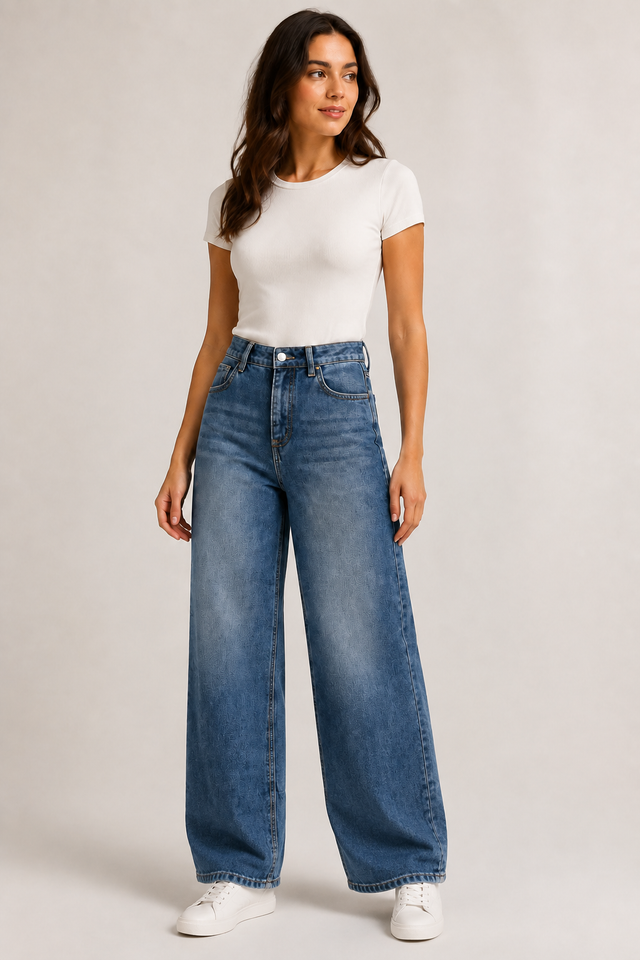 Relaxed Wide-Leg Denim Jeans