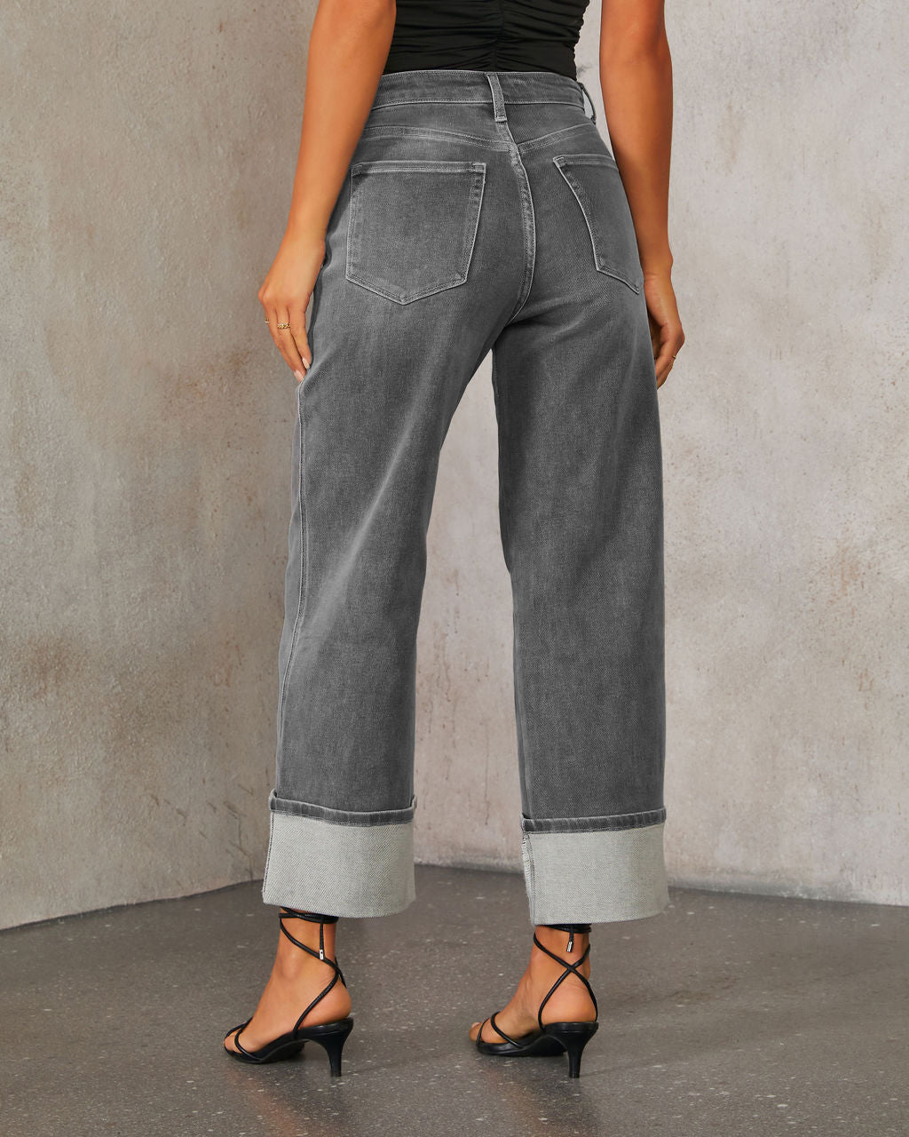 CUFFED JEANS- CHARCOAL