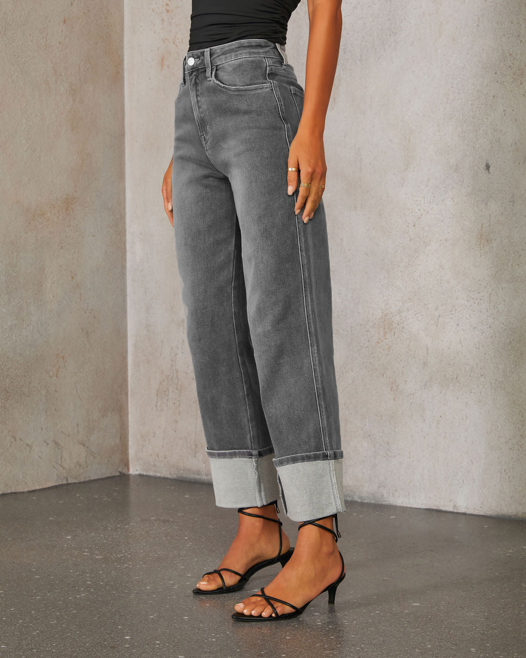 CUFFED JEANS- CHARCOAL