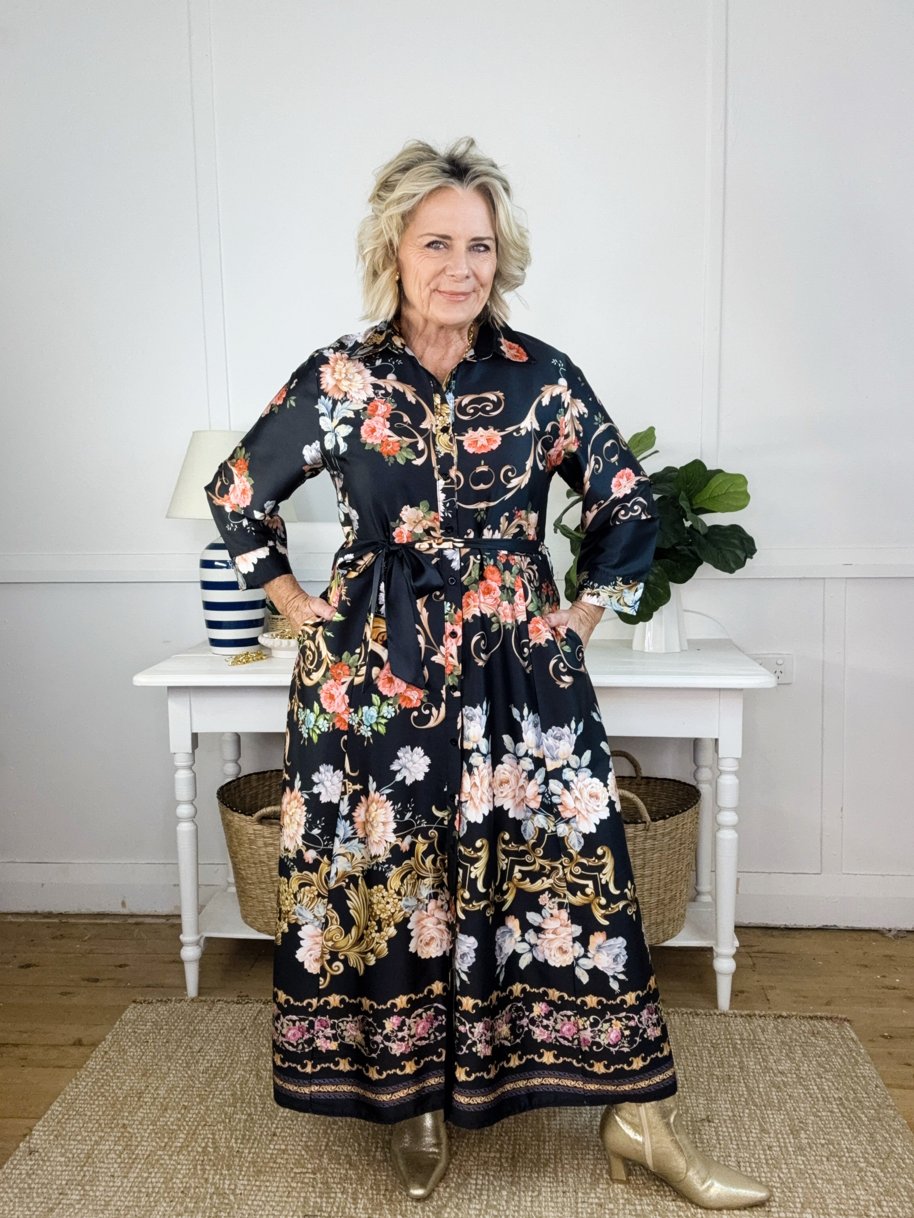 DALLAS FLORAL SATIN DRESS