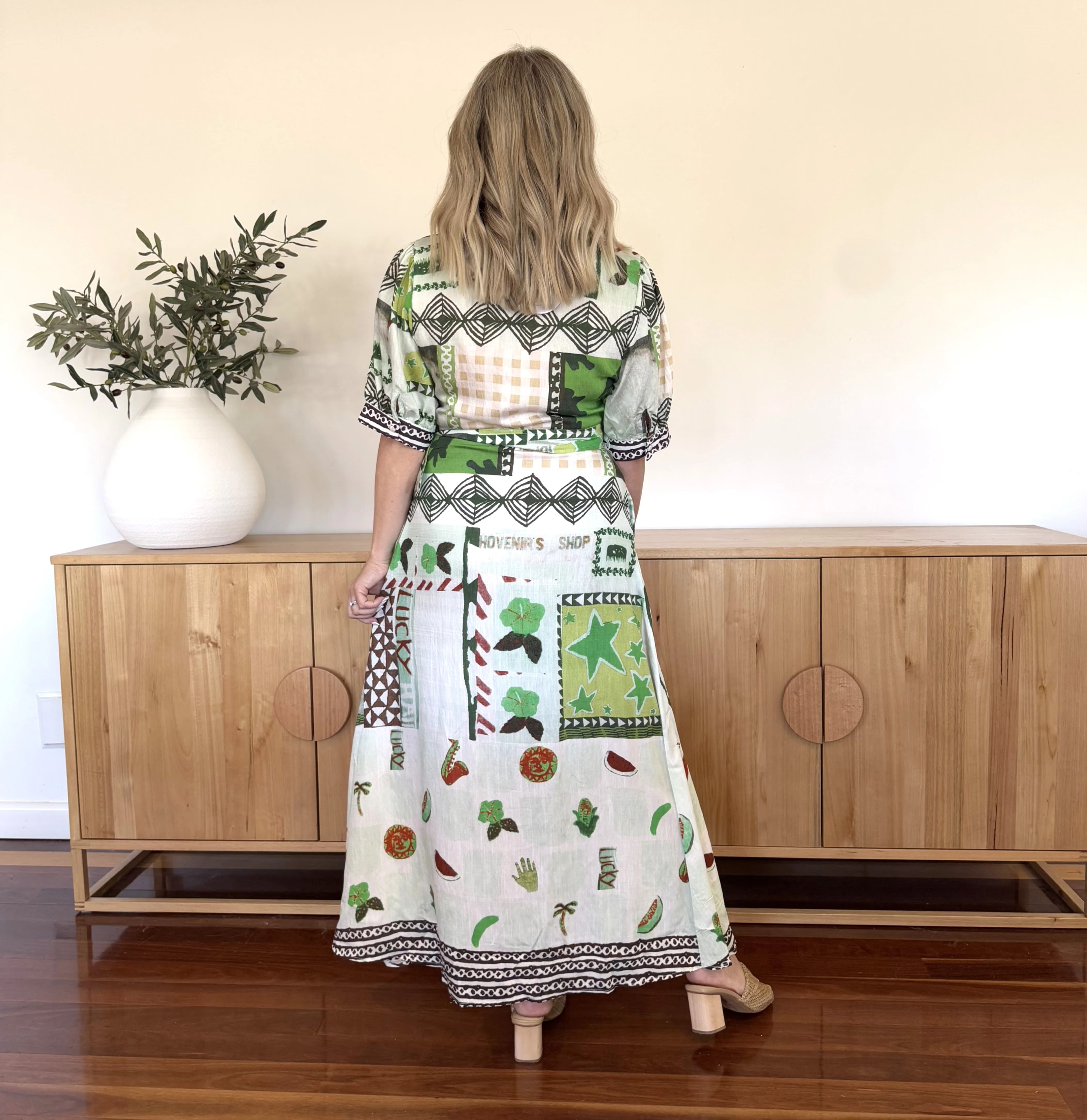 LUCKY STAR SHIRT DRESS - LIME