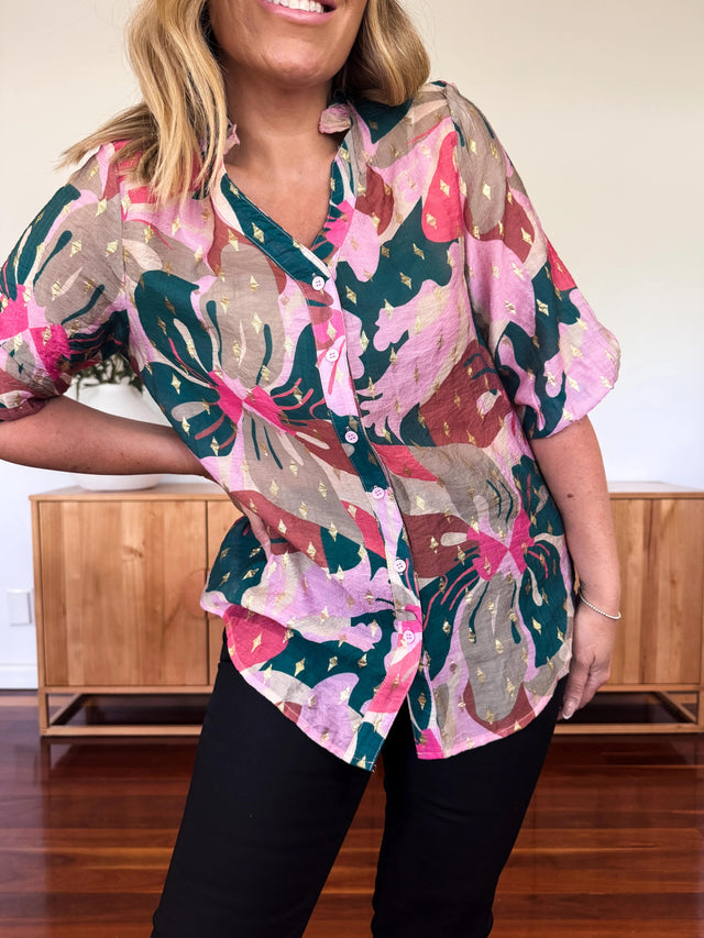 METALIC LEAF BLOUSE