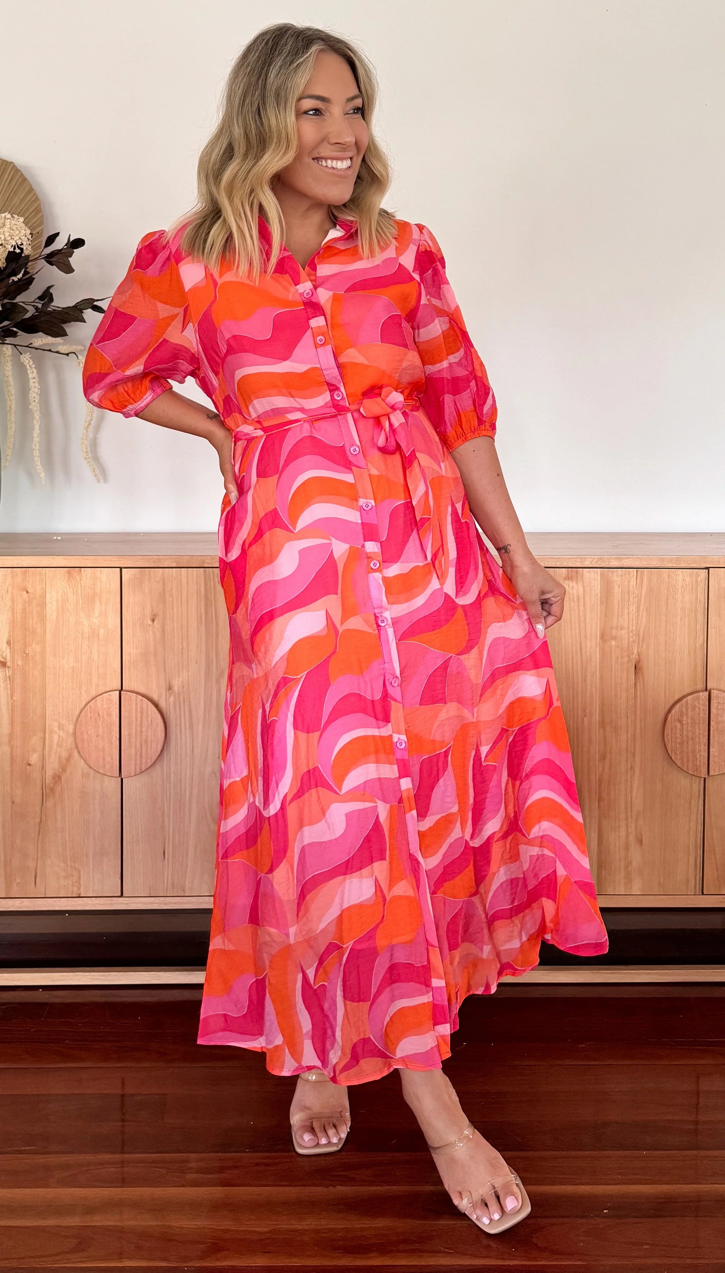 SHELBY SWIRL PRINT SHIRT DRESS