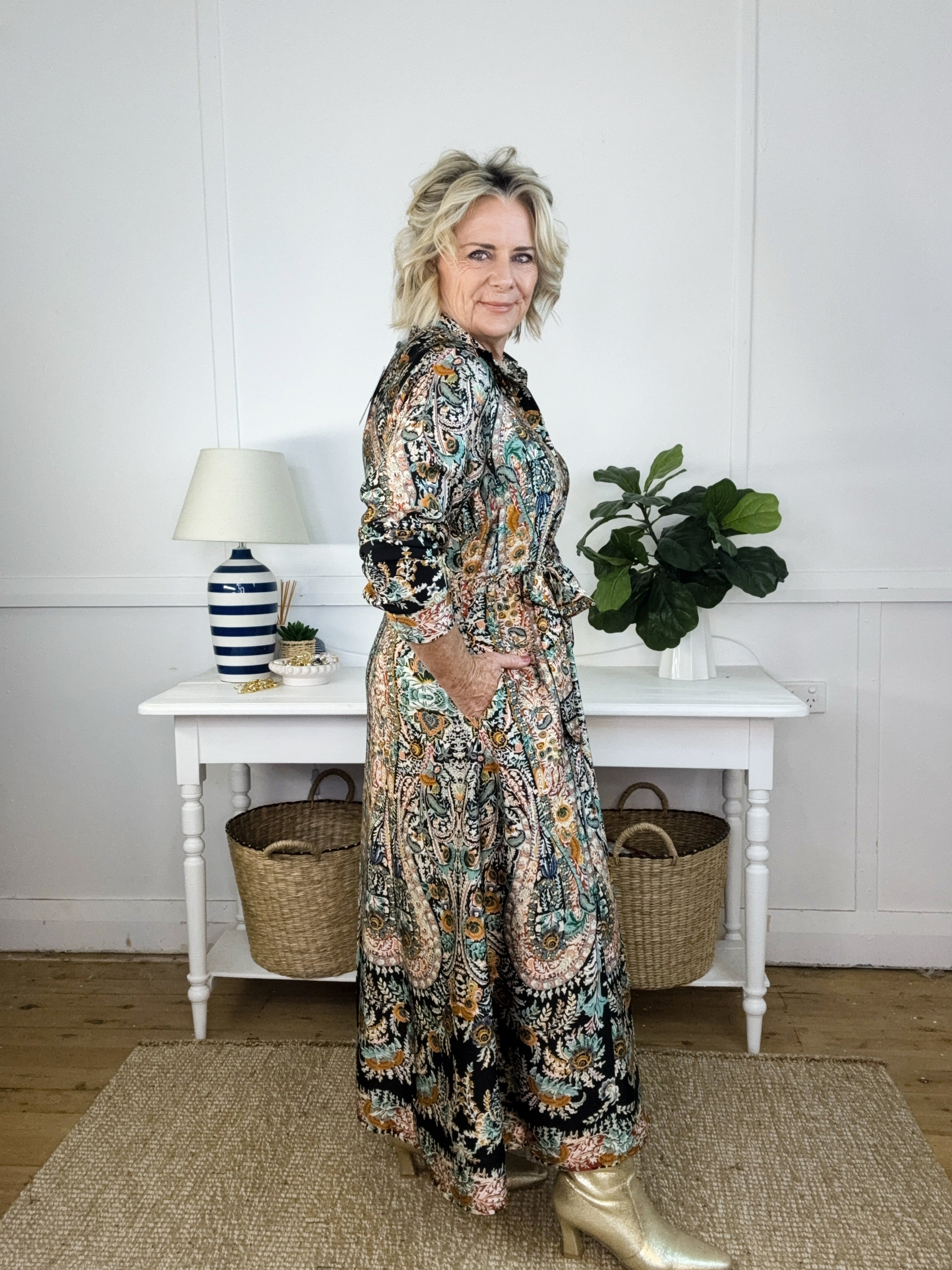 PAISLEY SATIN DRESS- AW25