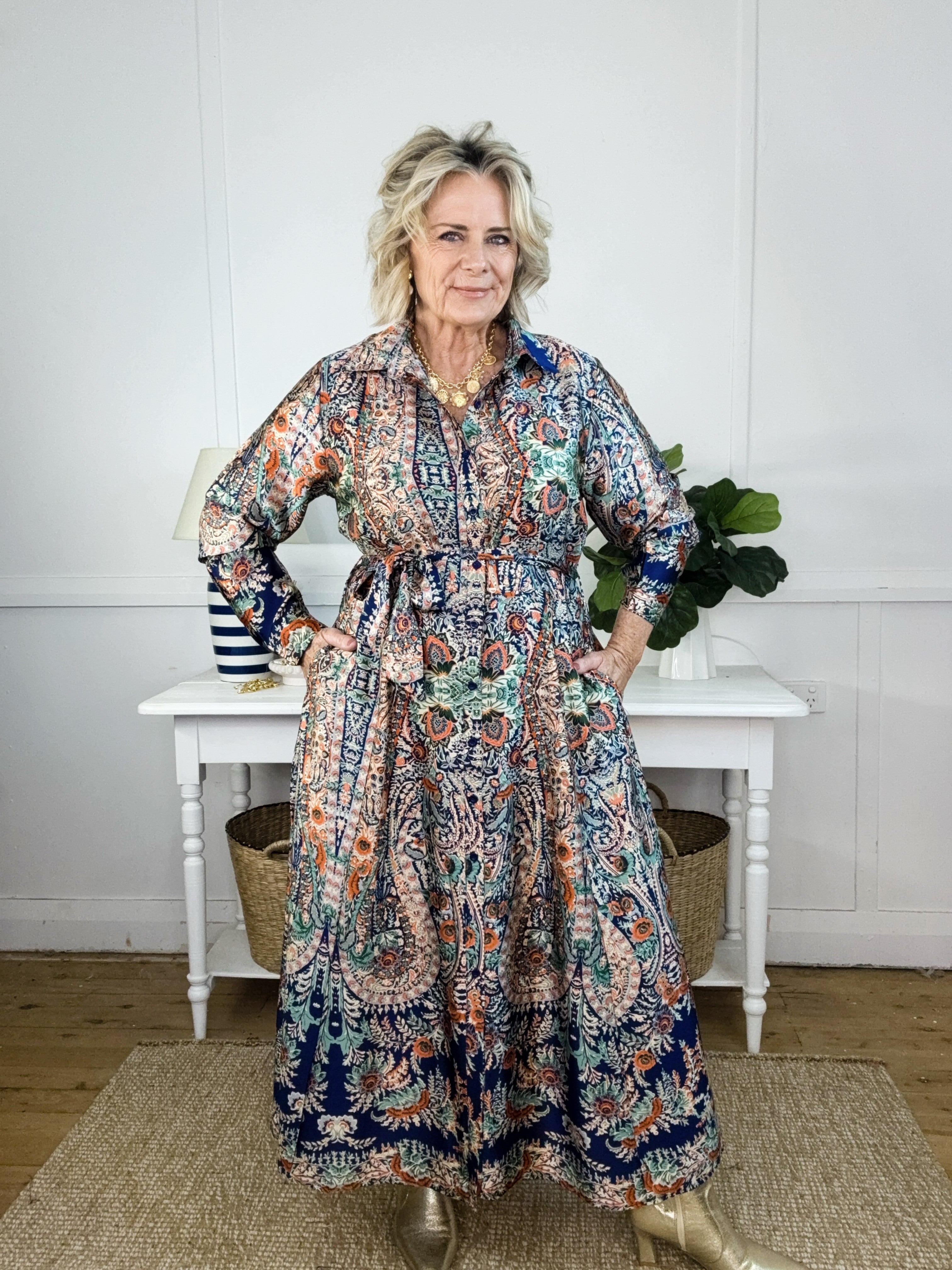 PAISLEY SATIN DRESS- AW25