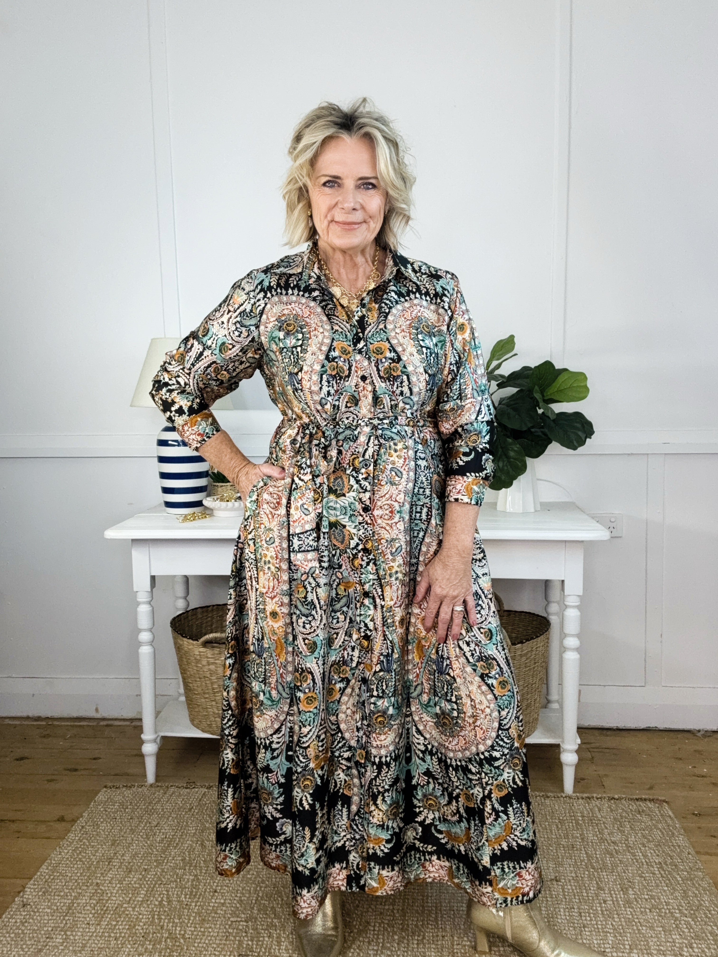 PAISLEY SATIN DRESS- AW25