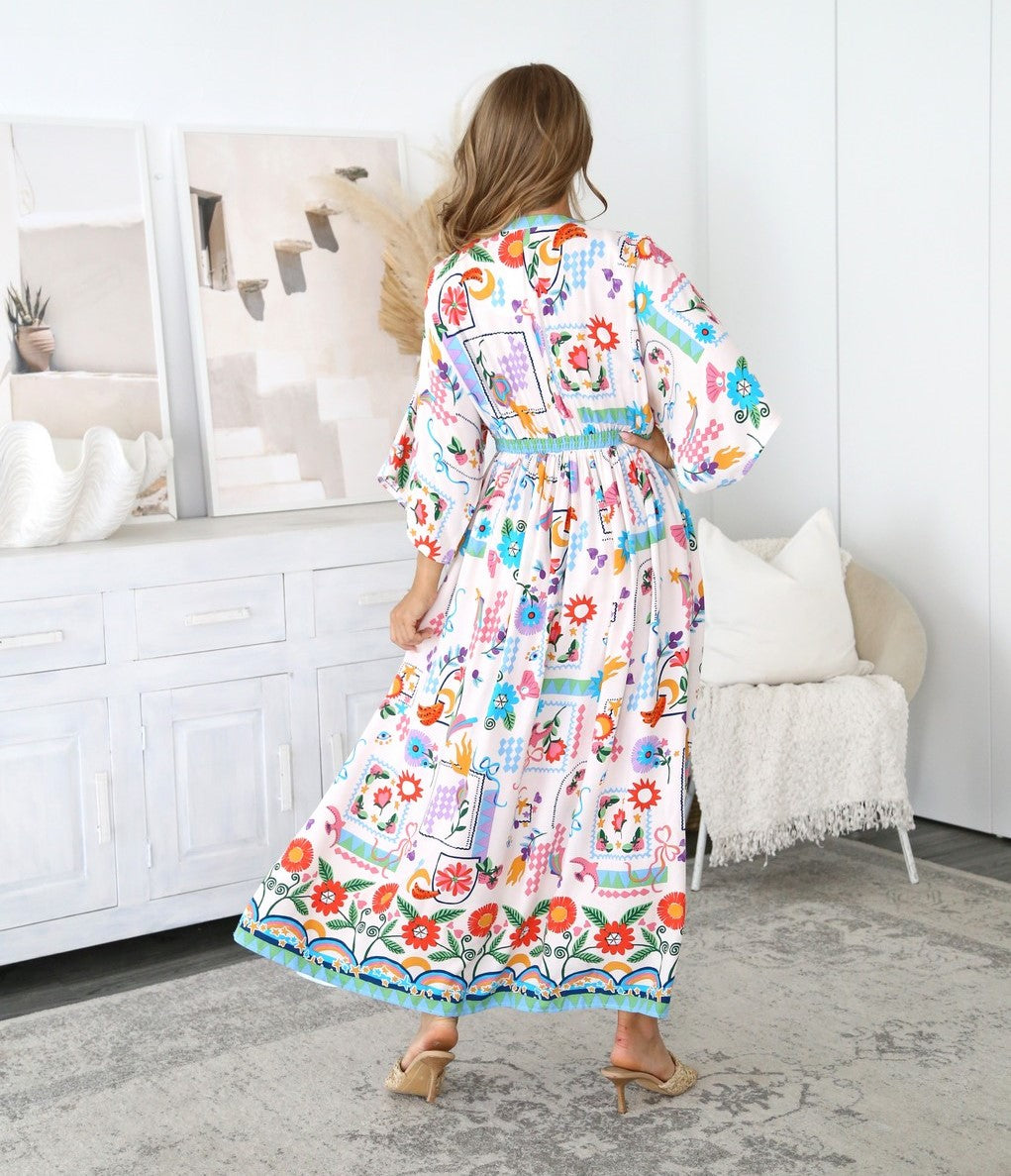 KIMONO PRINT DRESS