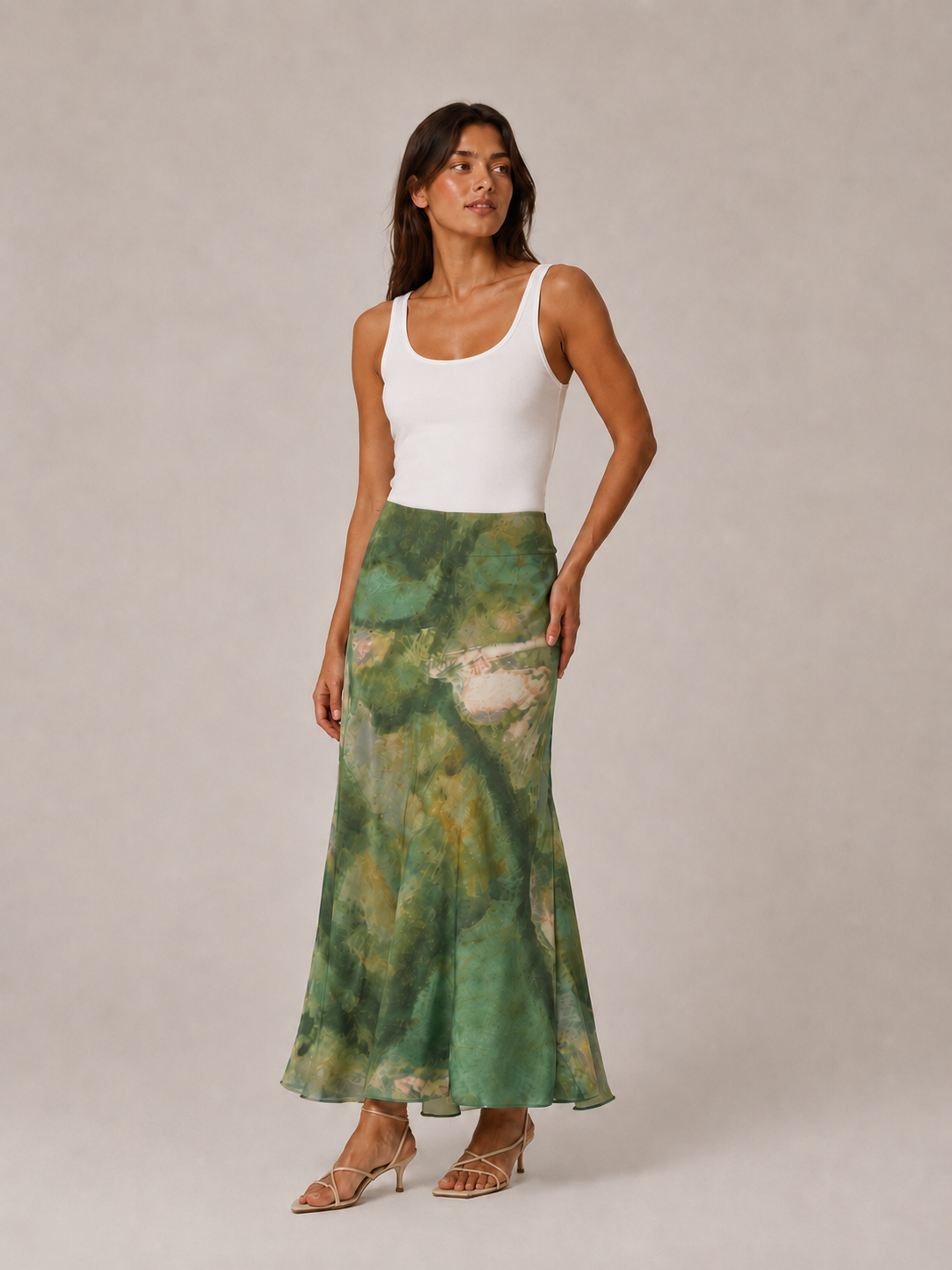Bias Dye Maxi Skirt