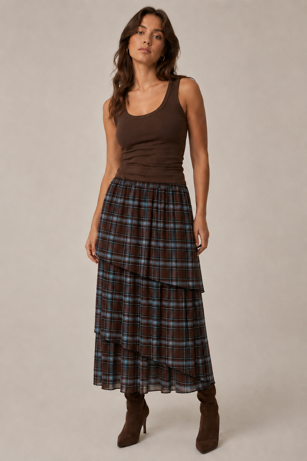 PLAID LAYER SKIRT