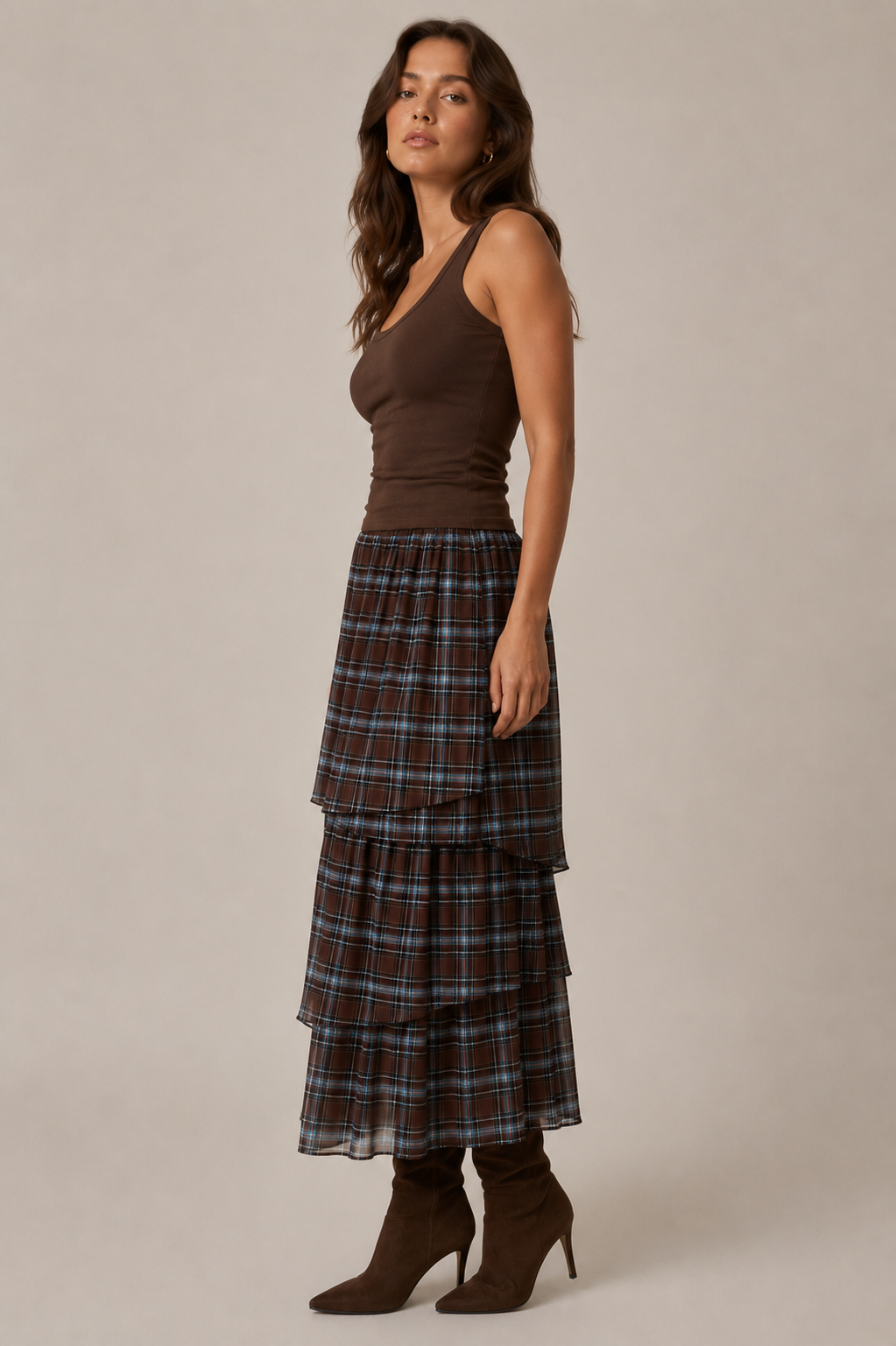 PLAID LAYER SKIRT