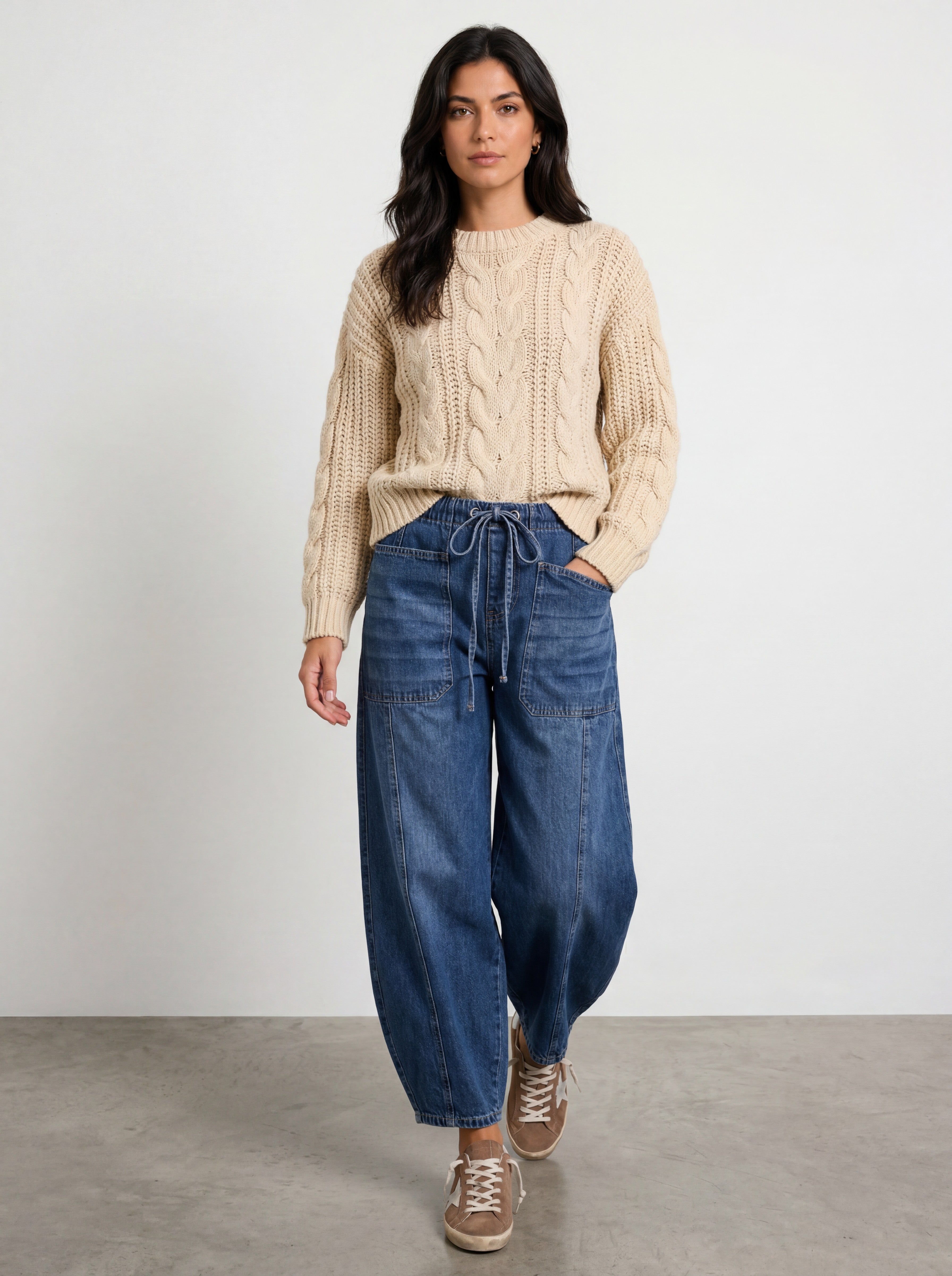 RELAXED BALLOON DENIM JEANS - DARK DENIM