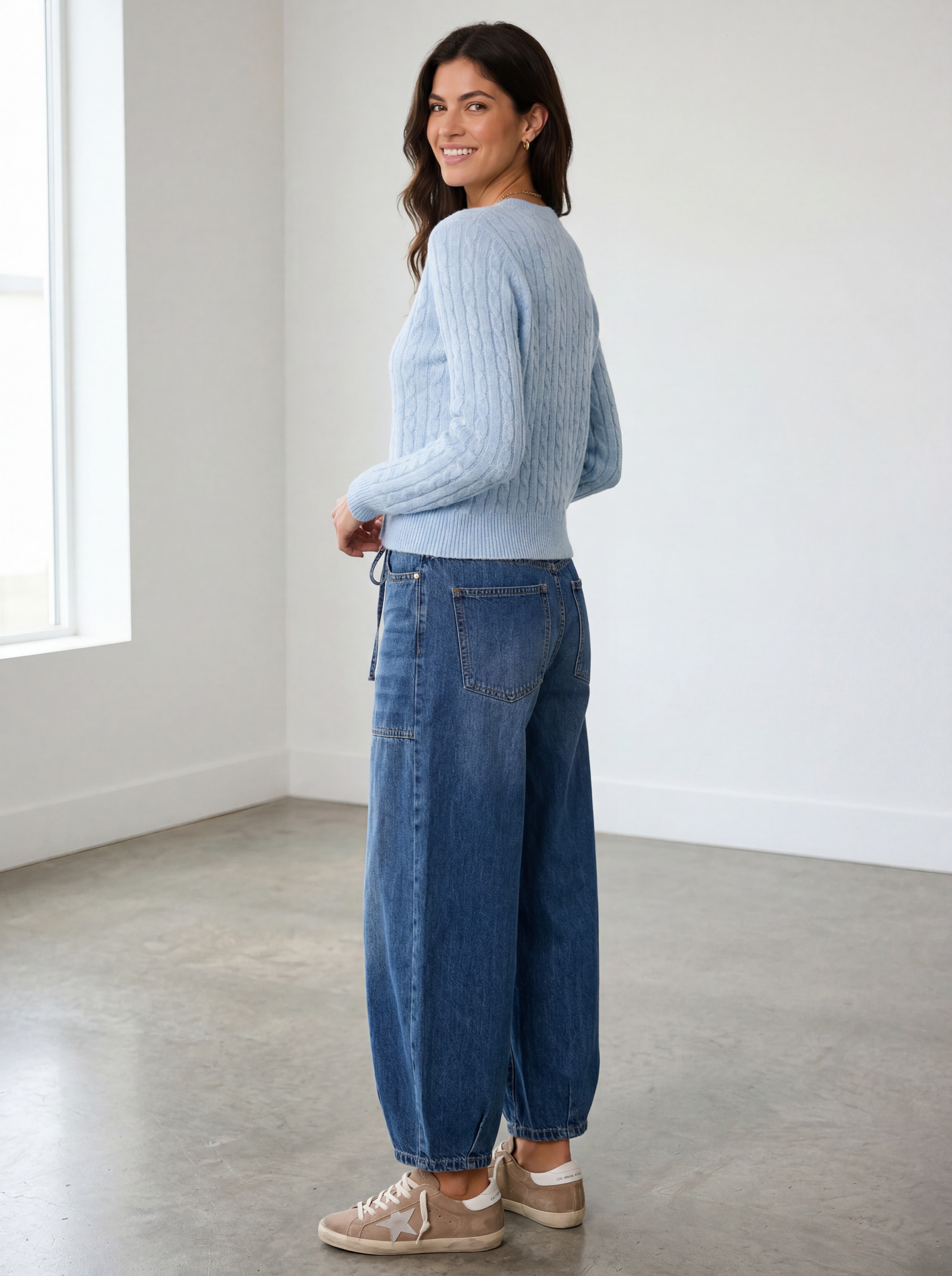 RELAXED BALLOON DENIM JEANS - DARK DENIM
