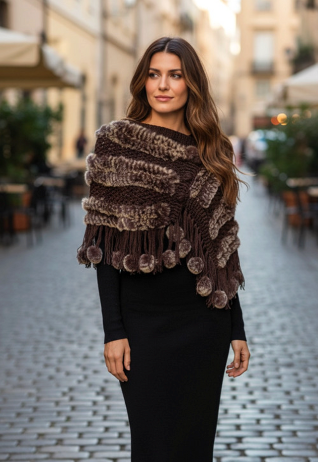 FUR POM SHAWL