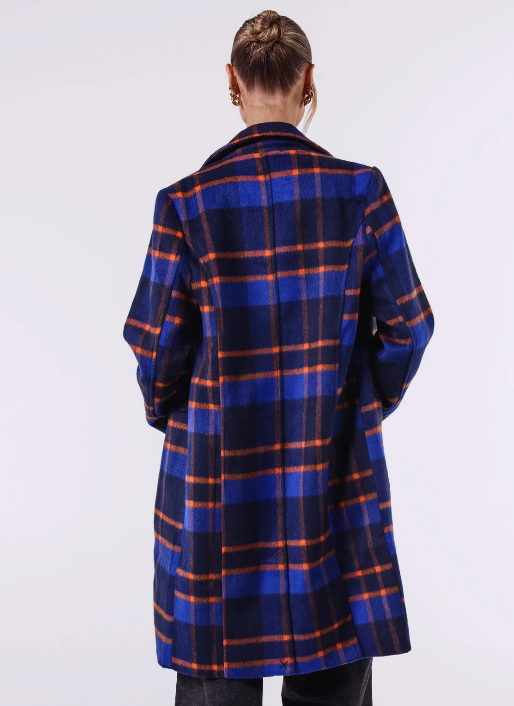 NAVY TARTAN COAT