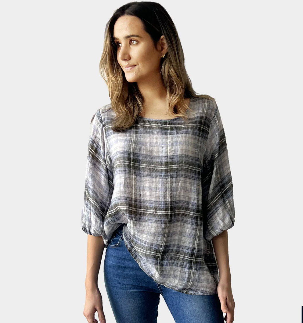 LINEN GINGHAM BLOUSE