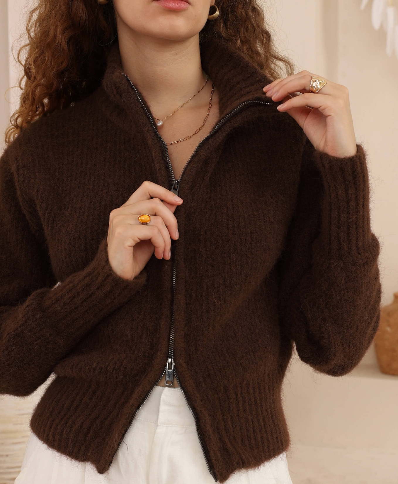 DOUBLE ZIP CARDIGAN