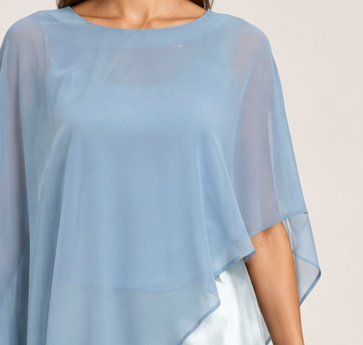 Sheer Asymmetrical Chiffon Cape