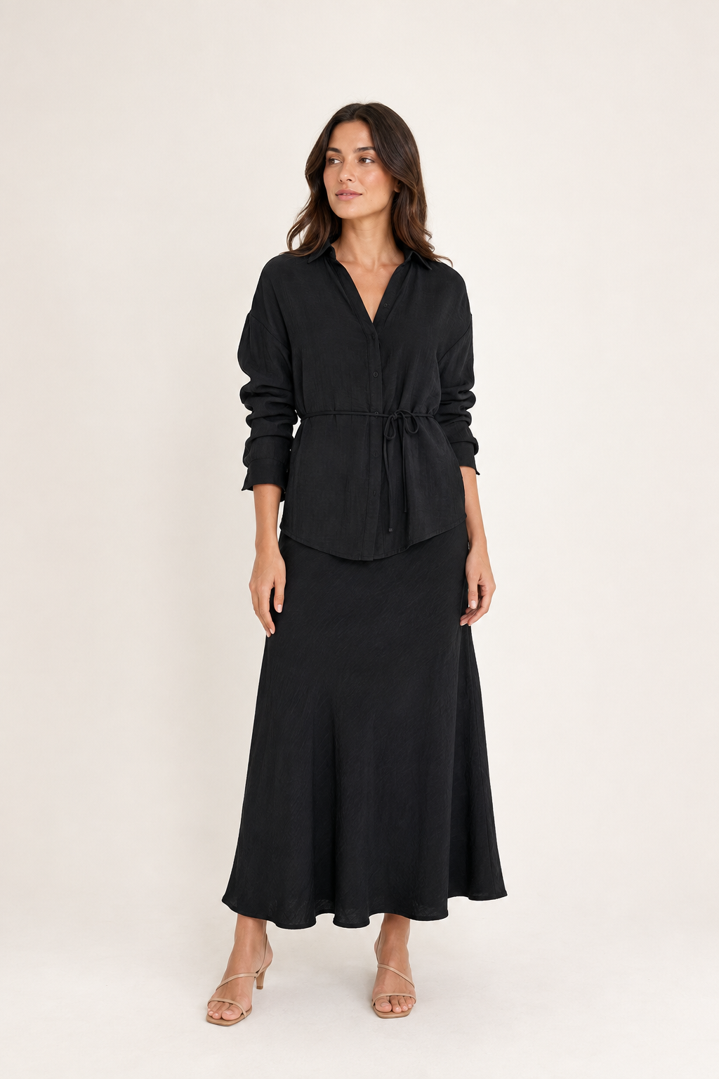 Linen Viscose Self-Tie Shirt