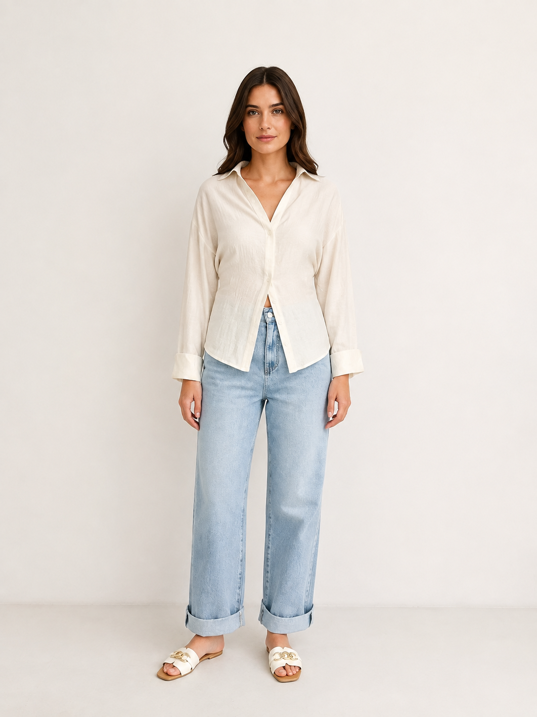 Linen Viscose Self-Tie Shirt