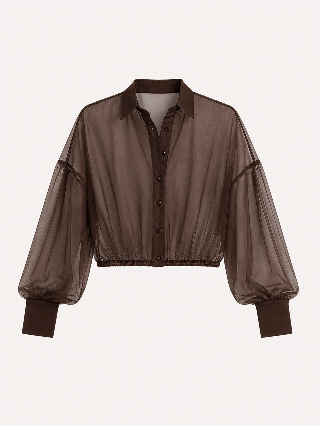 CROP SHEER SHIRT -CHOC