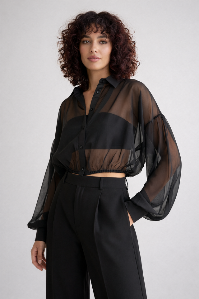 CROP SHEER SHIRT