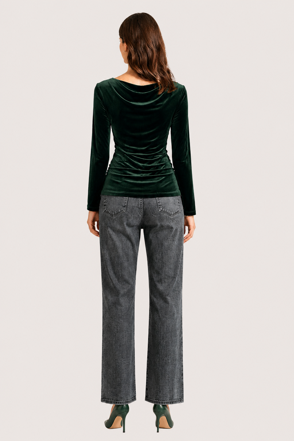 VELVET COWL NECK TOP