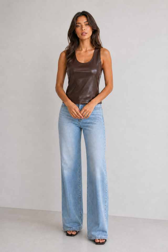 PLEATHER TANK TOP