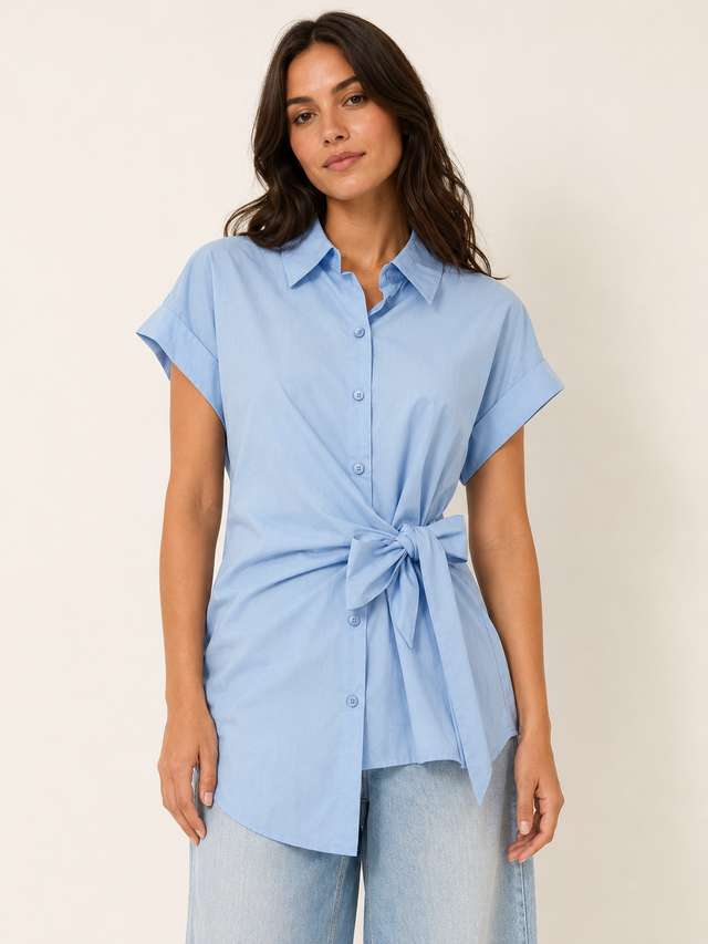 Cotton Tie-Waist Shirt