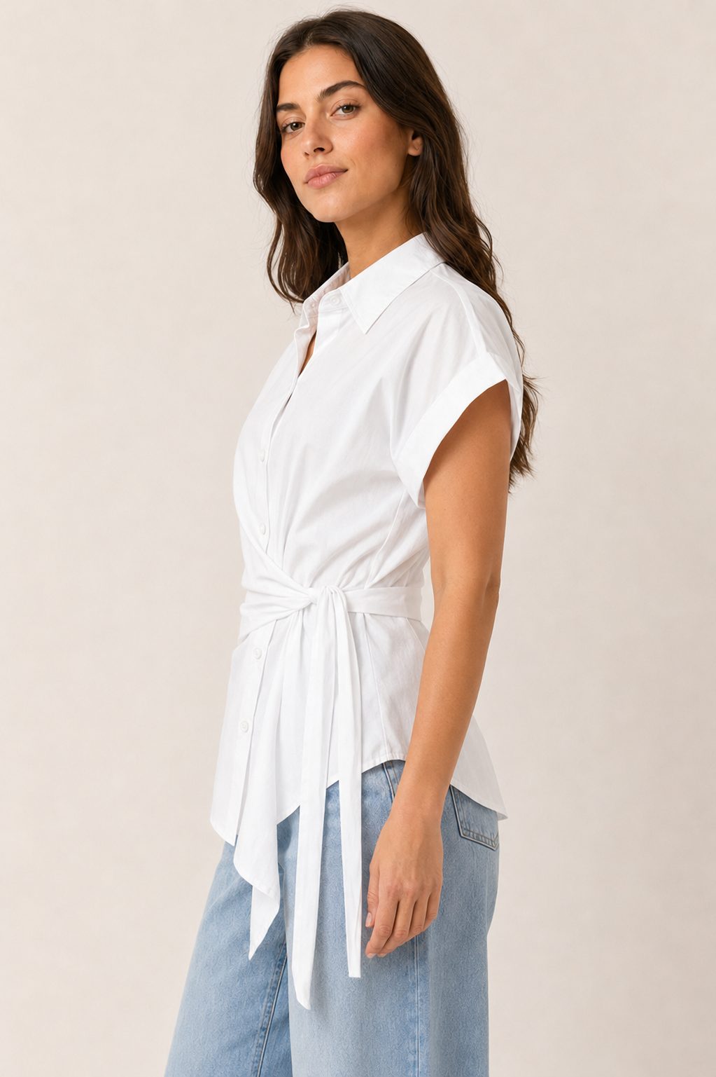 Cotton Tie-Waist Shirt