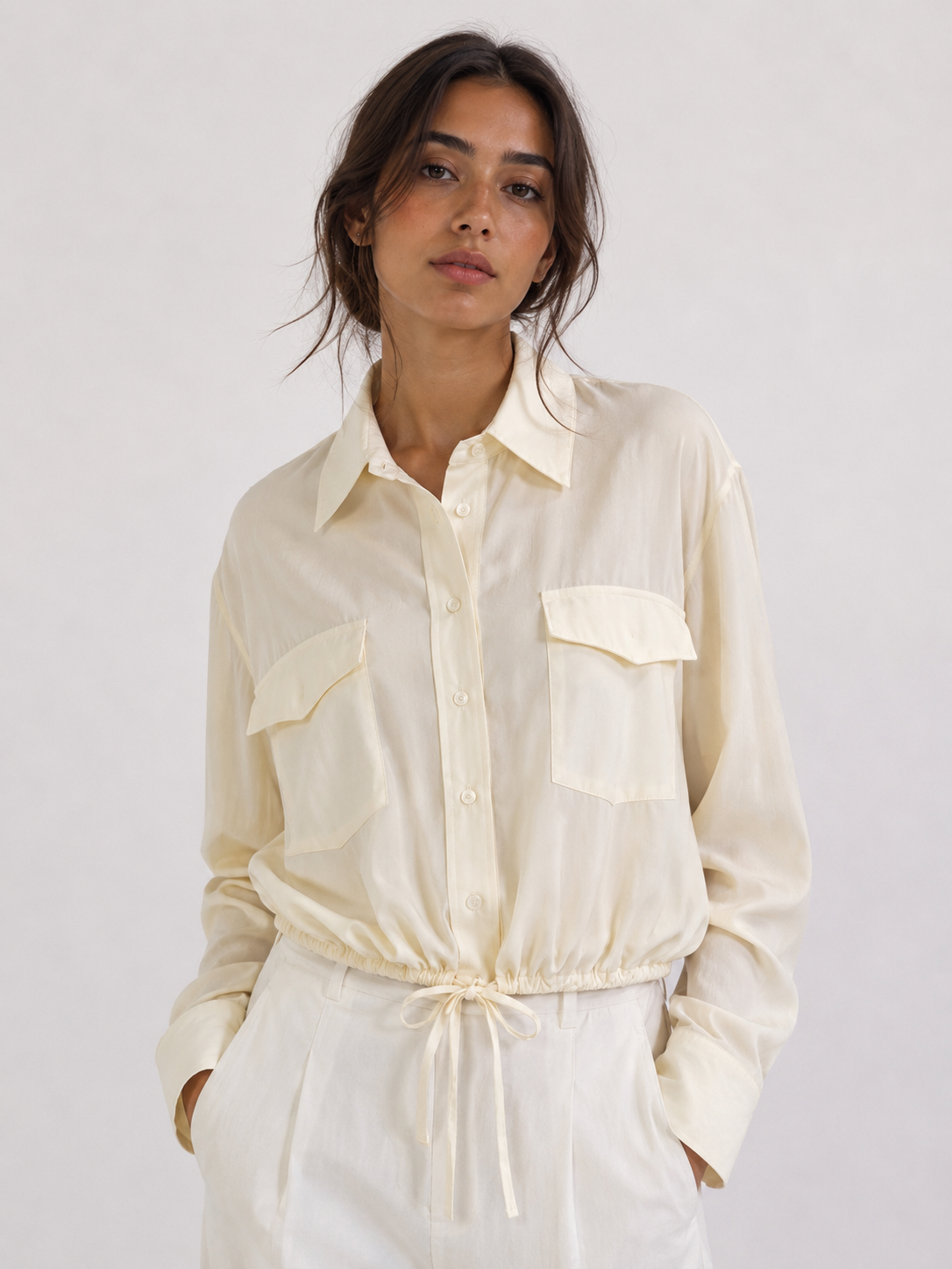 Relaxed Drawstring Utility Shirt