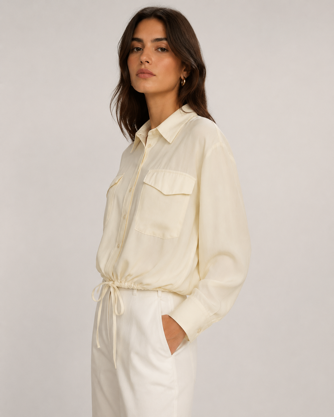 Relaxed Drawstring Utility Shirt