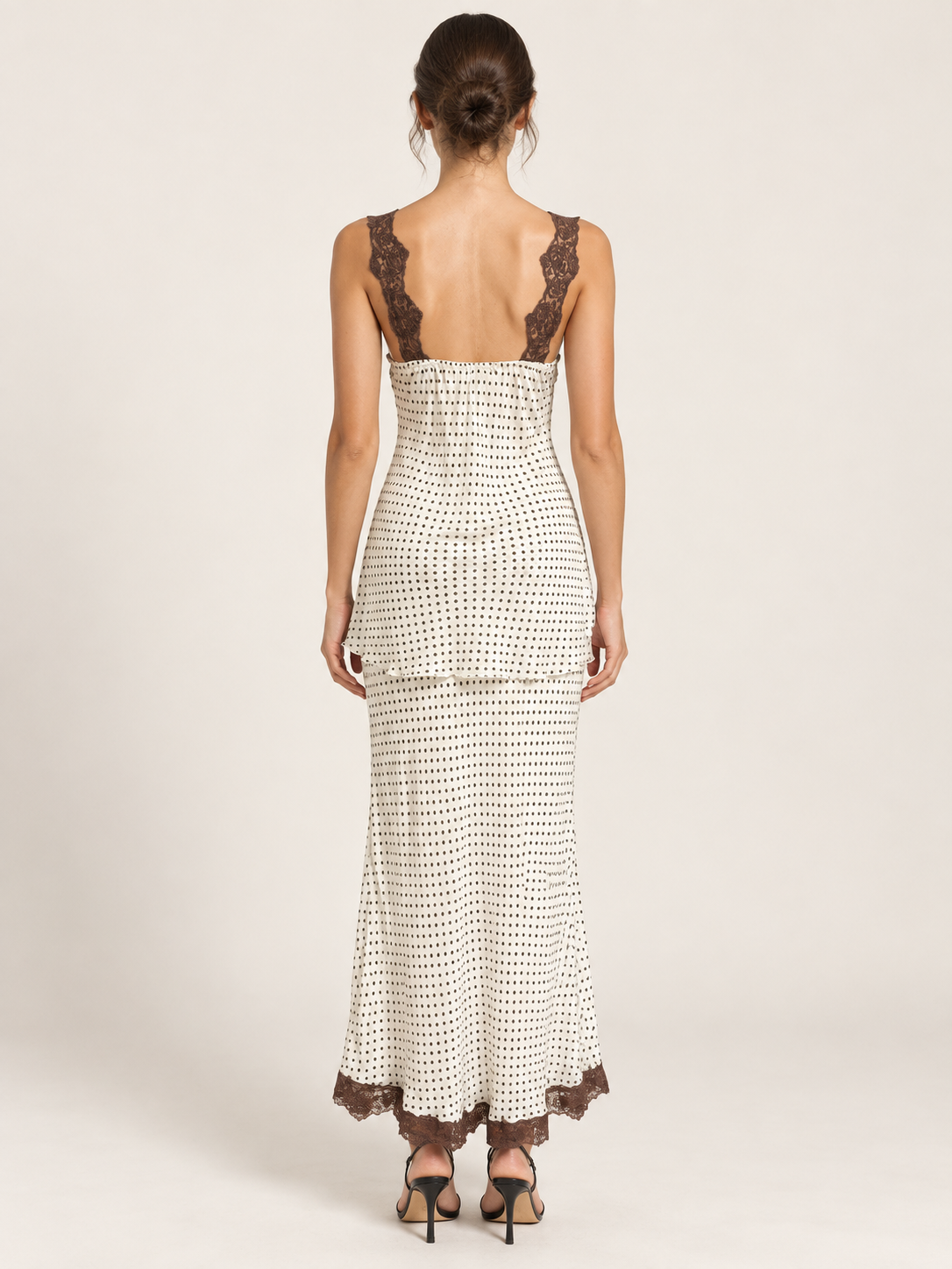 Spot & Lace bias cut top