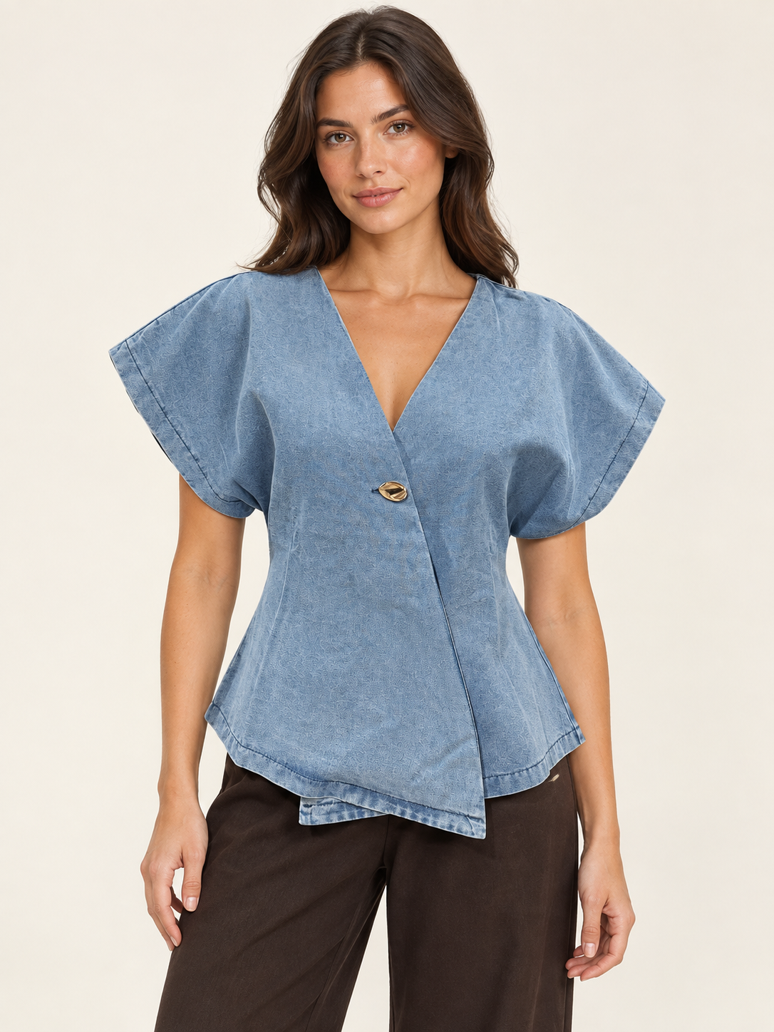 Cotton Linen Gold Button Top