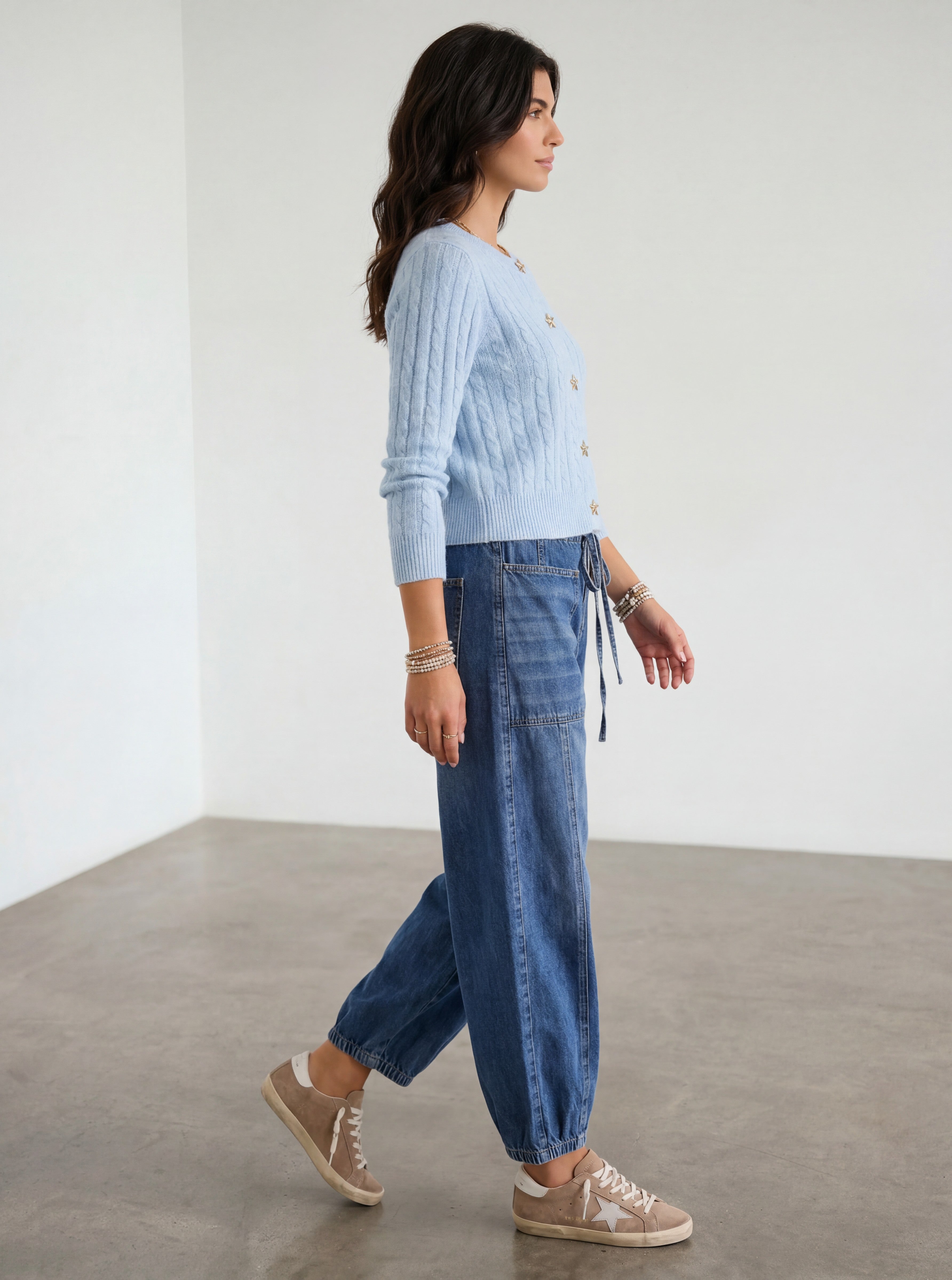 RELAXED BALLOON DENIM JEANS - DARK DENIM