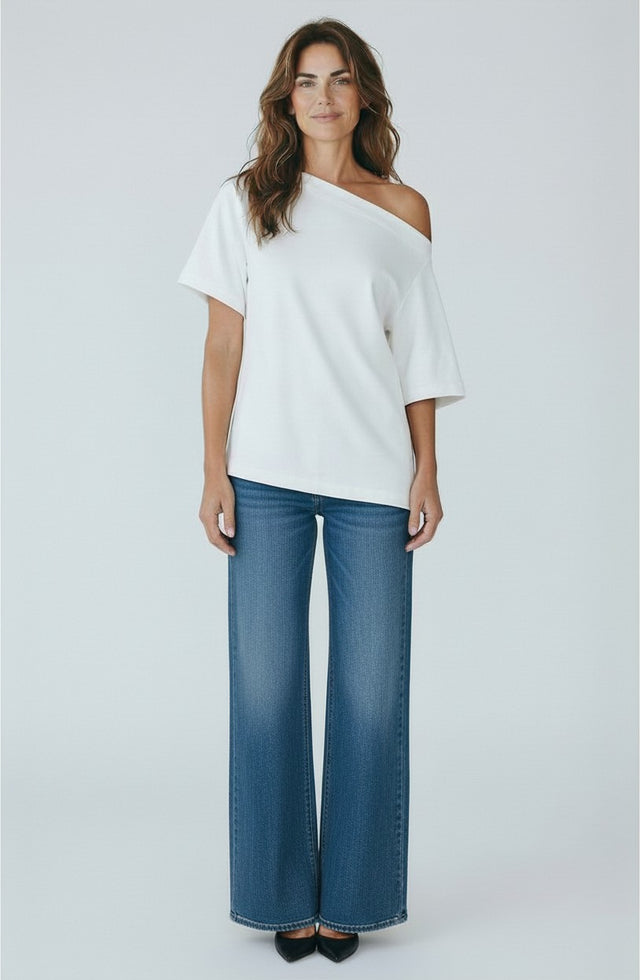 JUANITA OFF SHOULDER TEE- WHITE